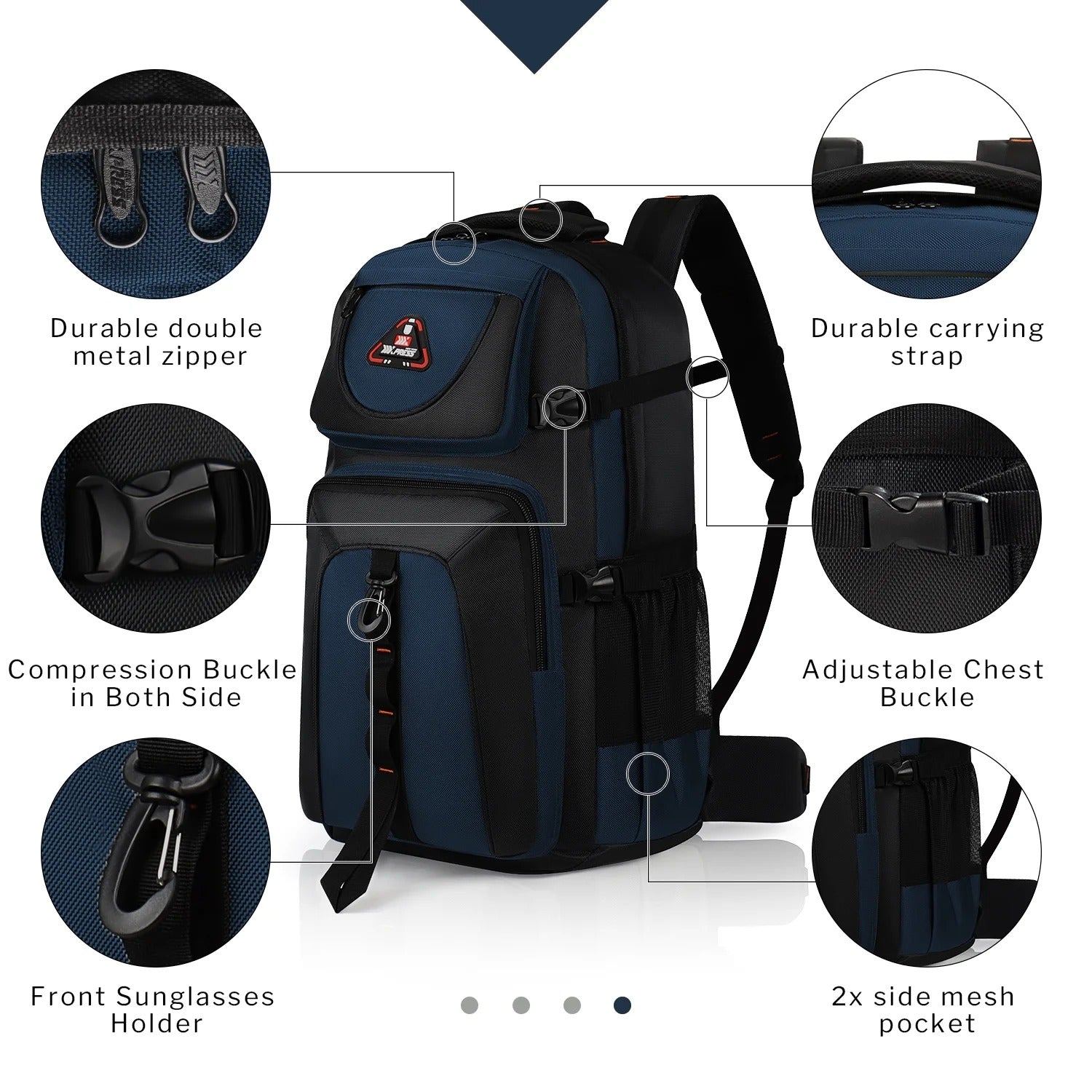 NEW YORK XPRESS 40L Travel Backpacks for Men Women, Water Resistant Anti-Theft Hiking Backpack Airplane Approved, Lightweight Outdoor Camping Backpack Molle Daypack