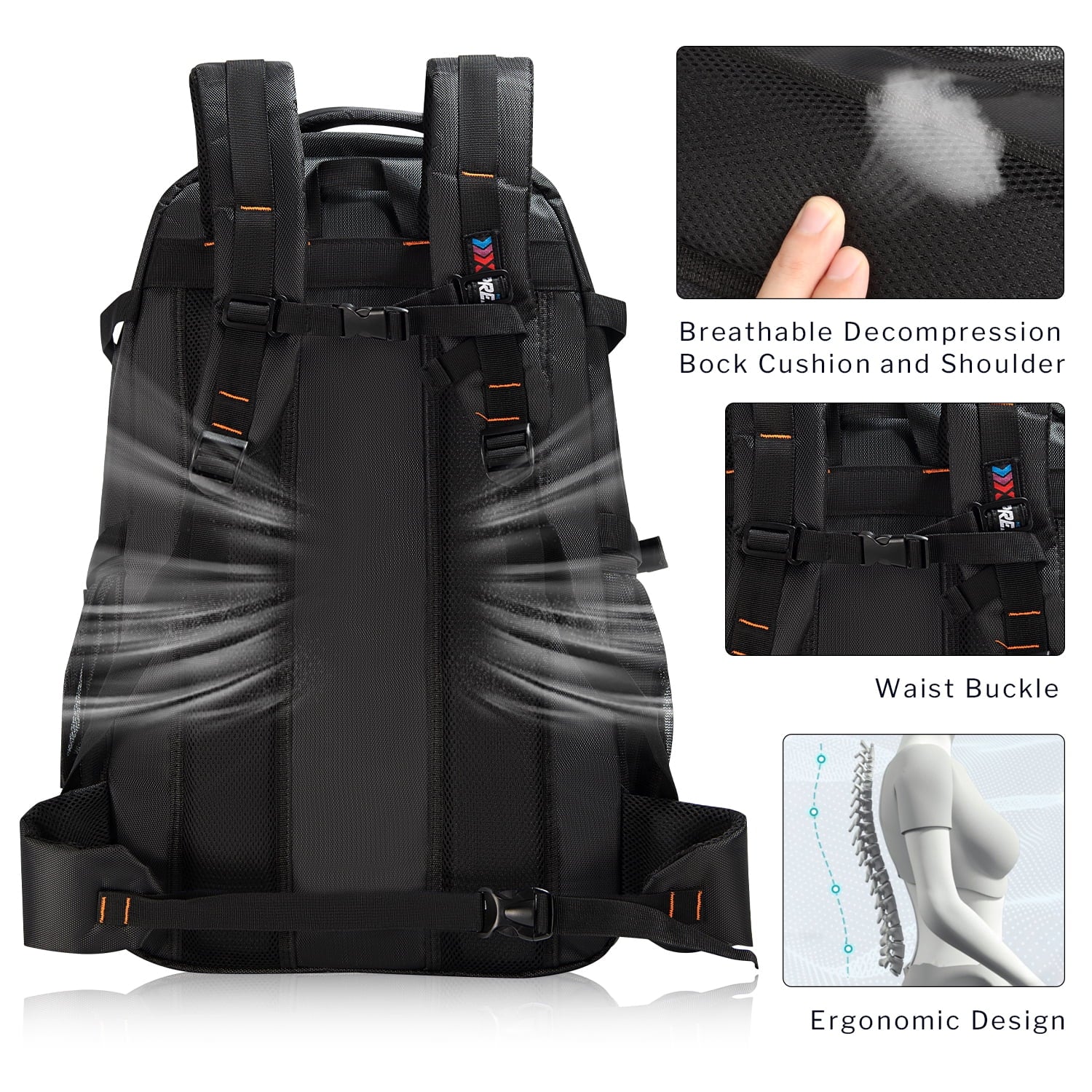 NEW YORK XPRESS 40L Travel Backpacks for Men Women, Water Resistant Anti-Theft Hiking Backpack Airplane Approved, Lightweight Outdoor Camping Backpack Molle Daypack