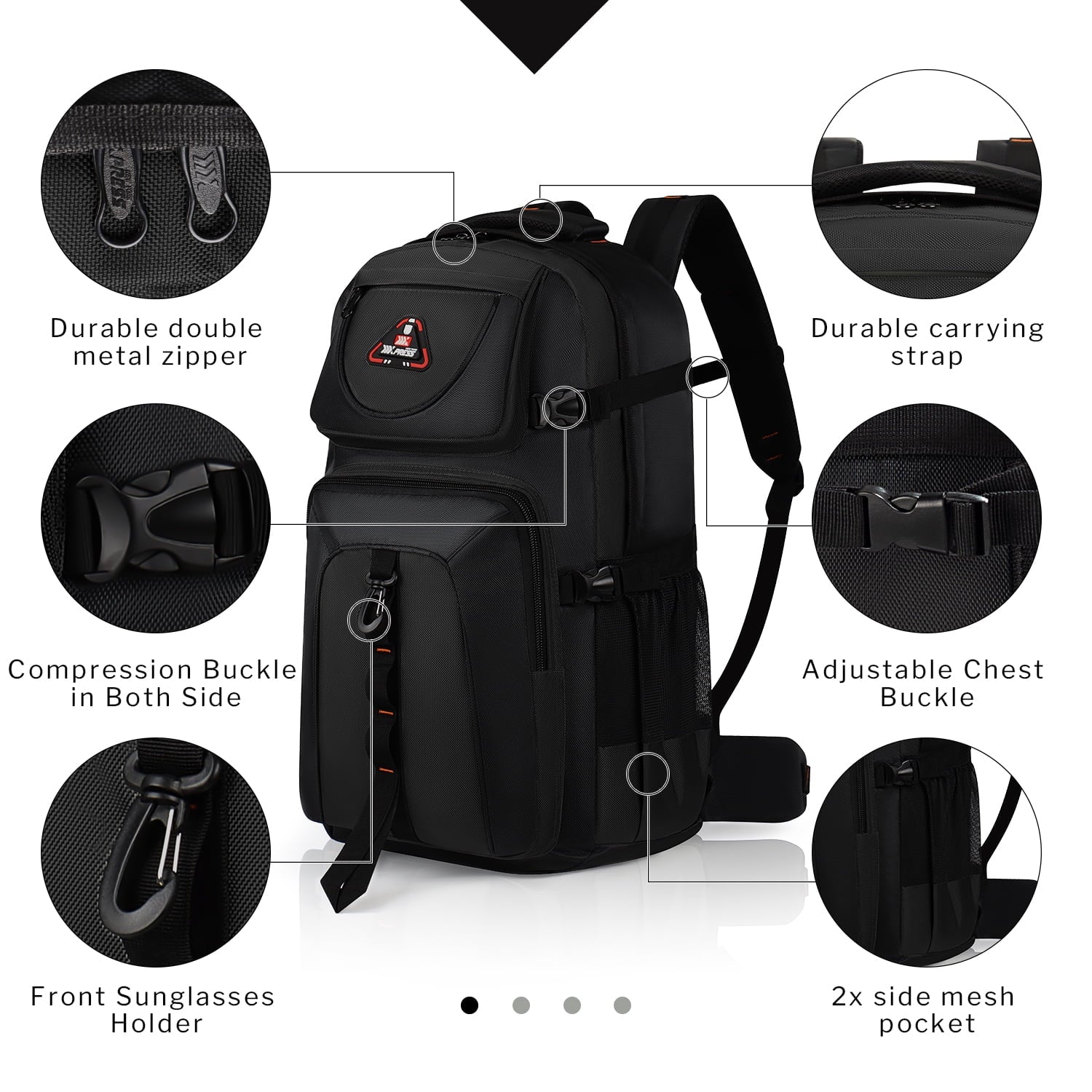 NEW YORK XPRESS 40L Travel Backpacks for Men Women, Water Resistant Anti-Theft Hiking Backpack Airplane Approved, Lightweight Outdoor Camping Backpack Molle Daypack