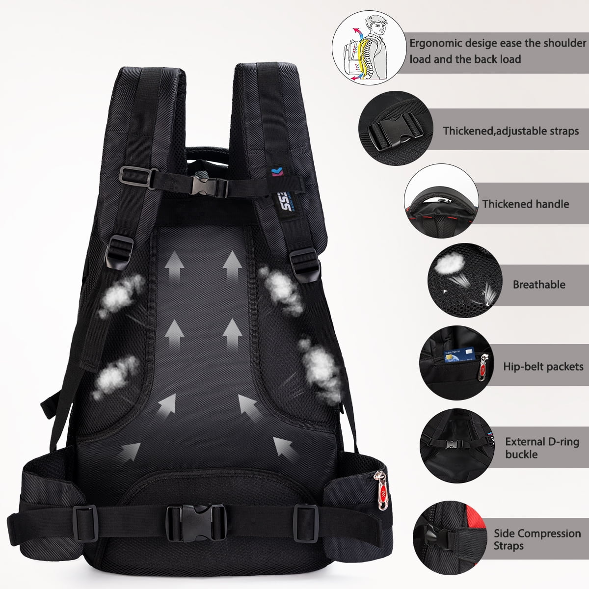 NEW YORK XPRESS BP-8603 Hiking Backpack, Water Resistant, For Outdoor Travel, Lightweight Polyester Bag 22"