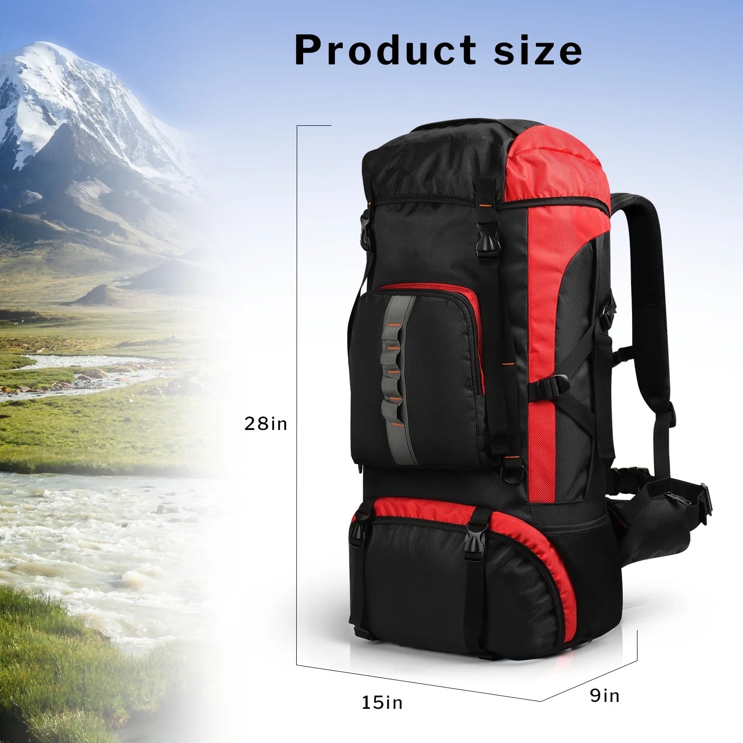 NEW YORK XPRESS 63L Hiking Backpack, Large Capacity Waterproof Camping Backpacking Backpack, Lightweight Outdoor Sport Rucksack Travel Backpack for Men Women