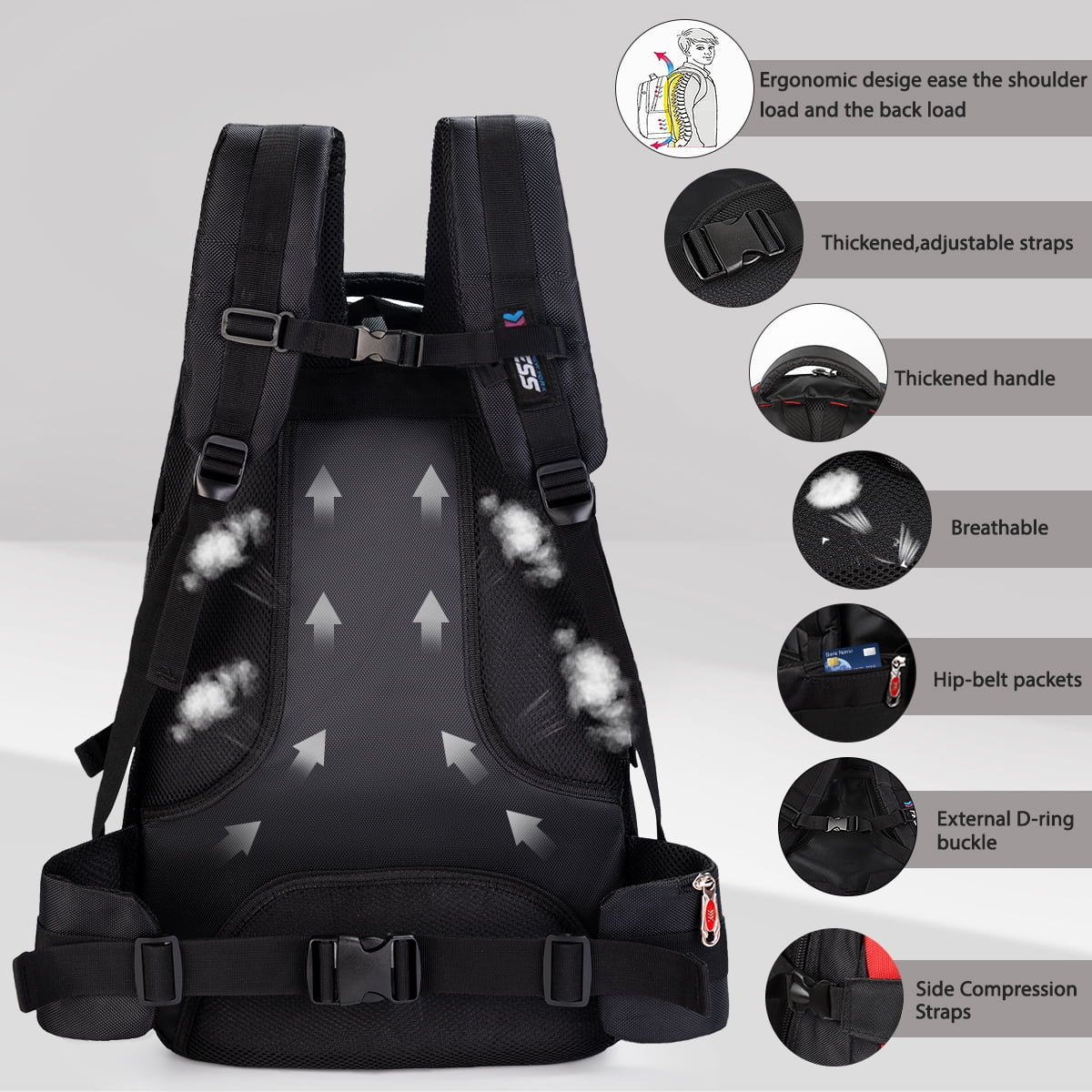 NEW YORK XPRESS BP-8603 Hiking Backpack, Water Resistant, For Outdoor Travel, Lightweight Polyester Bag 22"