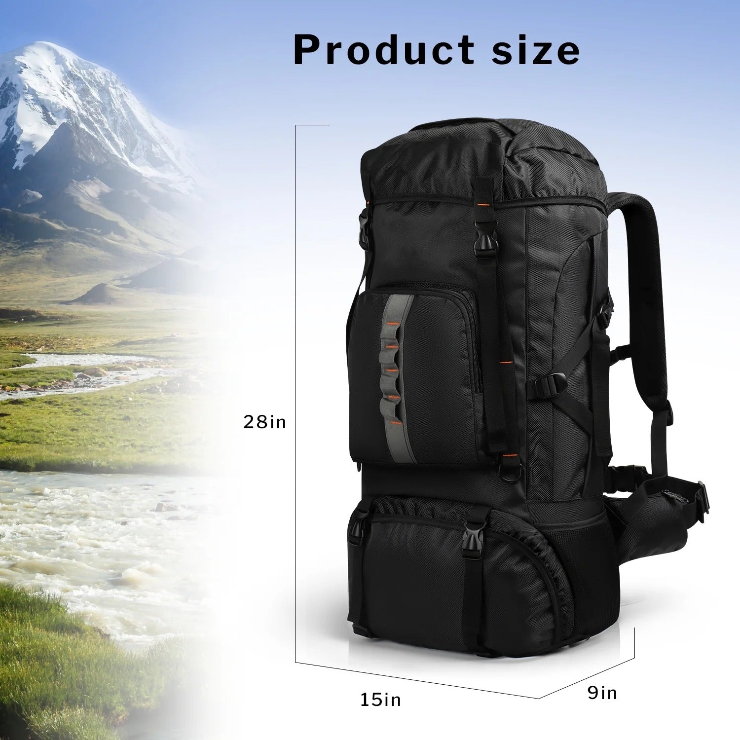 NEW YORK XPRESS 63L Hiking Backpack, Large Capacity Waterproof Camping Backpacking Backpack, Lightweight Outdoor Sport Rucksack Travel Backpack for Men Women