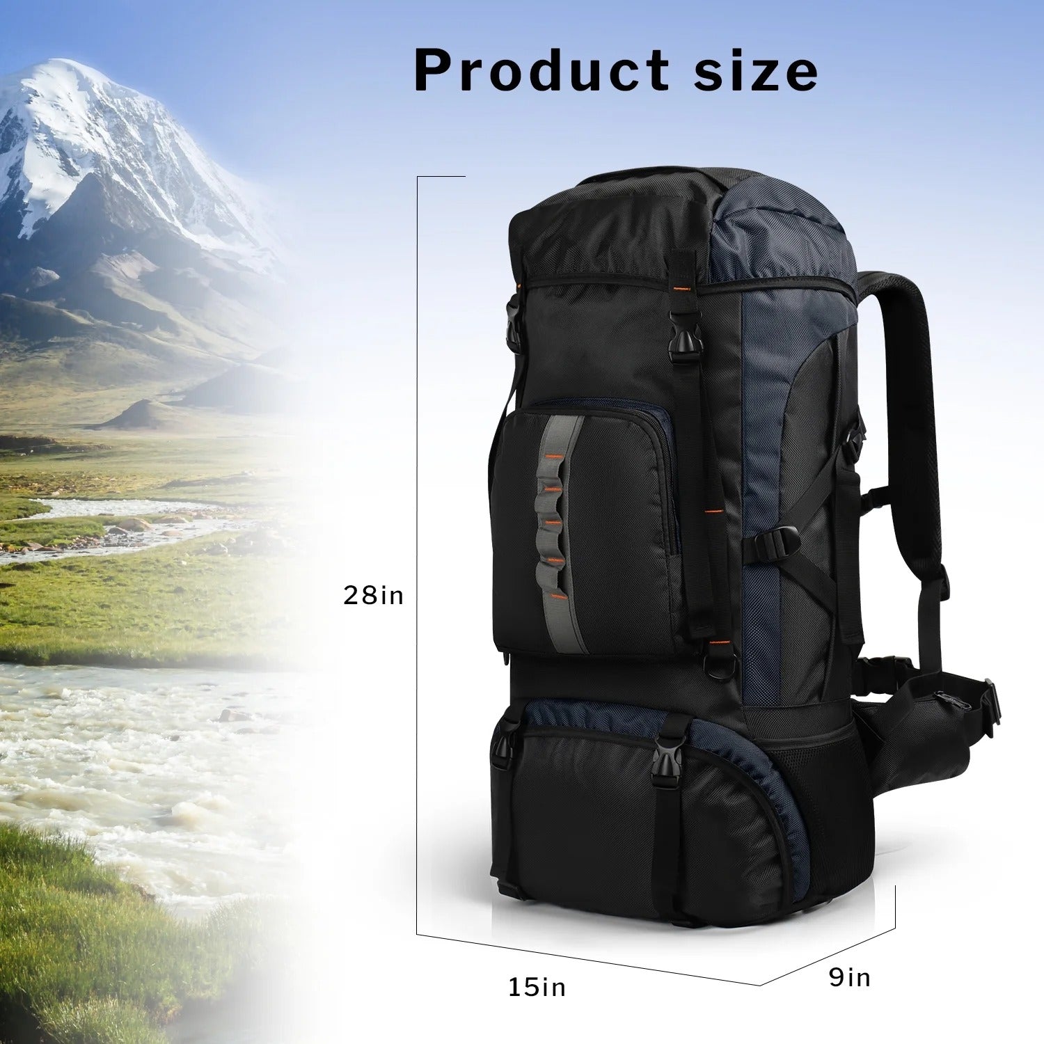 NEW YORK XPRESS 63L Hiking Backpack, Large Capacity Waterproof Camping Backpacking Backpack, Lightweight Outdoor Sport Rucksack Travel Backpack for Men Women