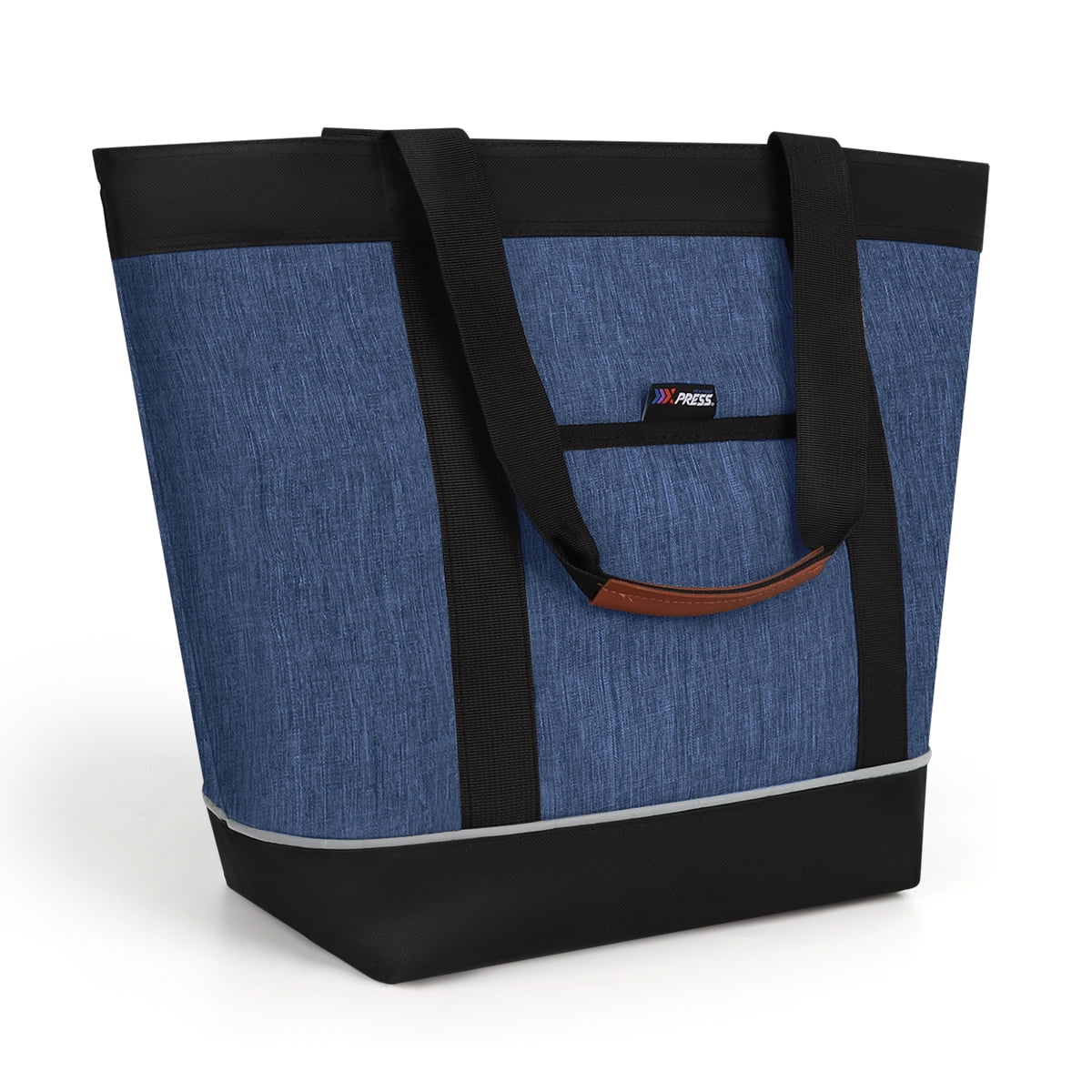 NEW YORK XPRESS 1PC Large Insulated Cooler Tote Bag,38L Reusable Thermal Cooler Bag with Front Pocket & Top Zipper,Collapsible Portable Soft Cooler Tote for Shopping Beach Camping Work