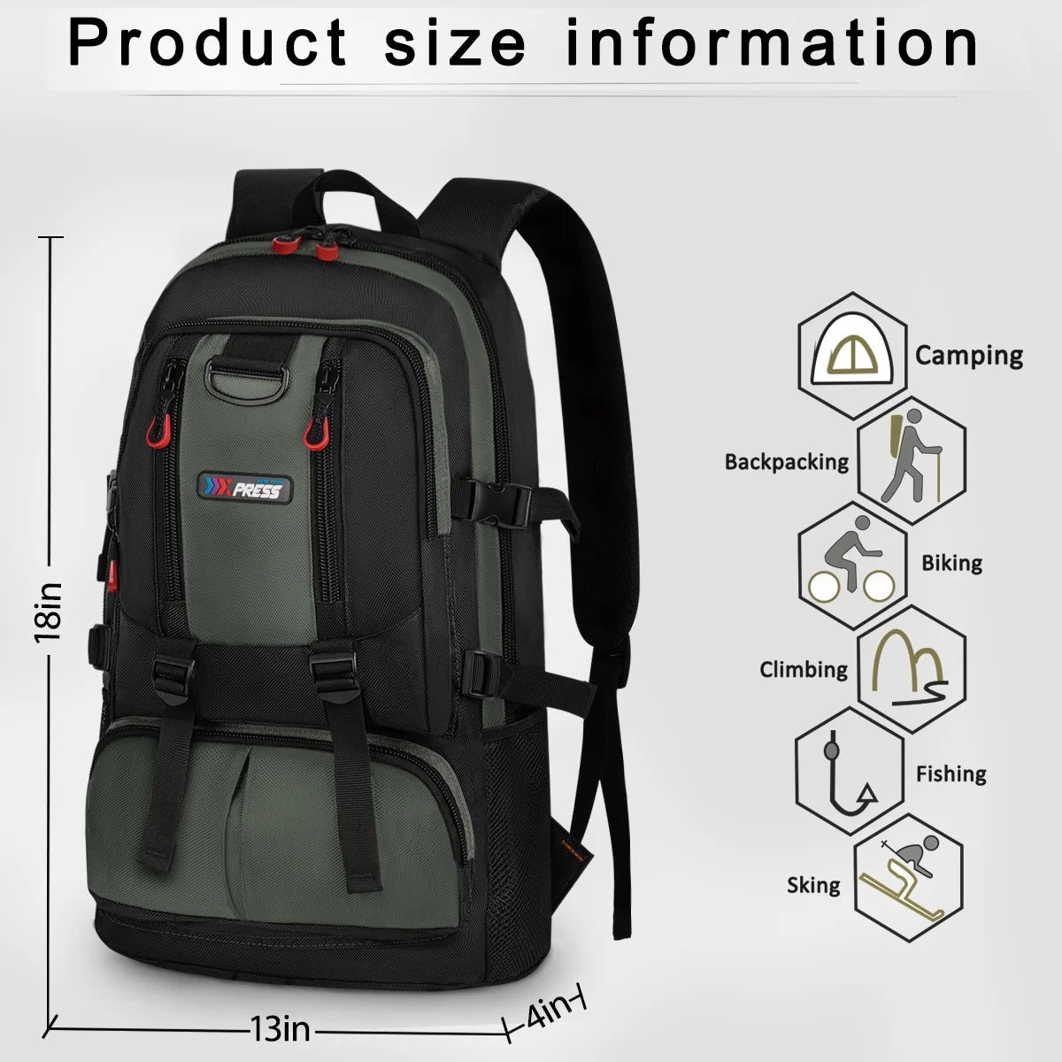 NEW YORK XPRESS A12 Travel Backpack with Multi-Pocket, 17.3 inch Laptop fit, Water Resistant 18"