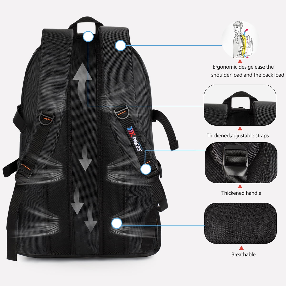 NEW YORK XPRESS A12 Travel Backpack with Multi-Pocket, 17.3 inch Laptop fit, Water Resistant 18"