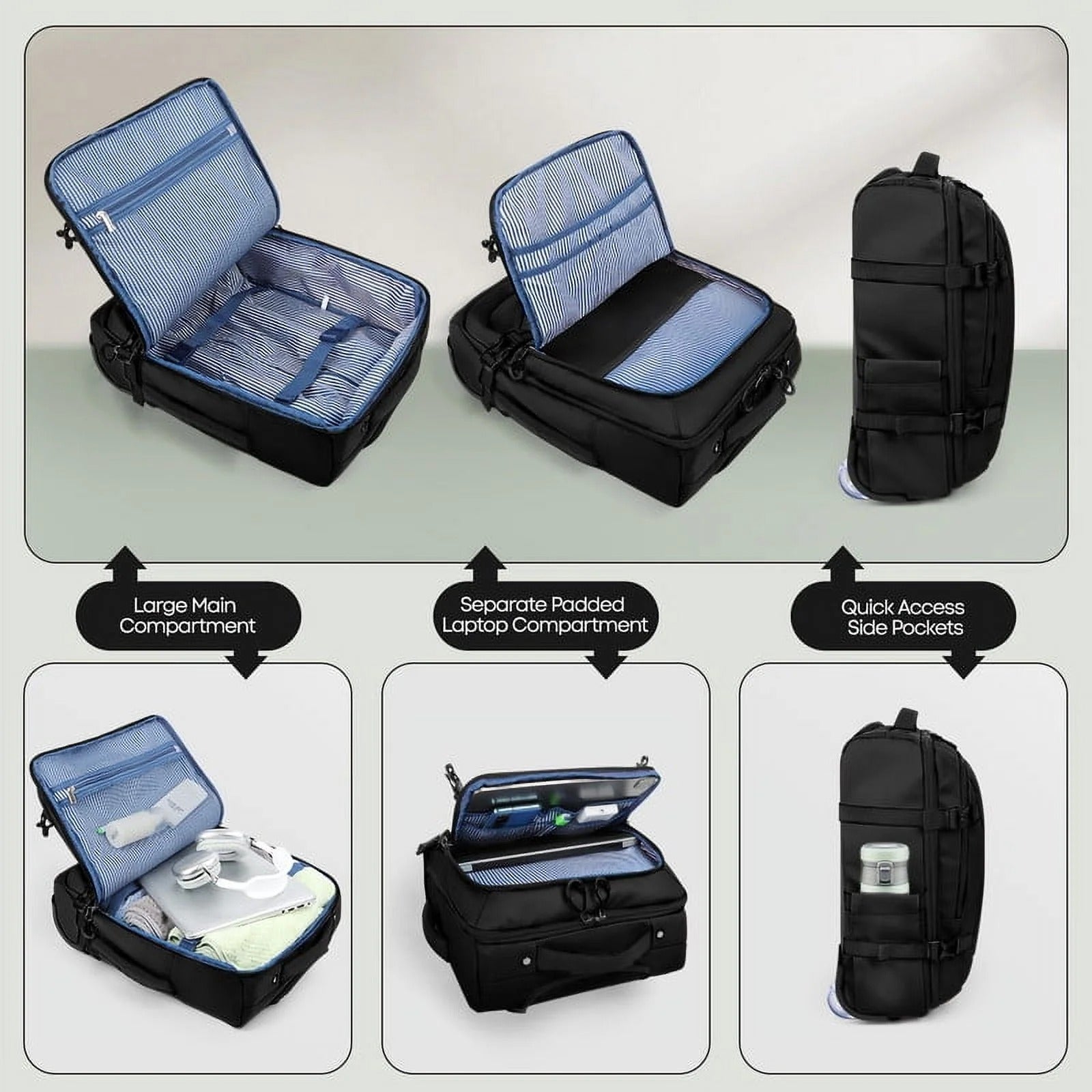 NEW YORK XPRESS 17" Underseat Carry on Luggage Airplane Approved,Water Repellent Softside Travel Suitcase,Lightweight Small Rolling Personal Item Luggage for Short Trip