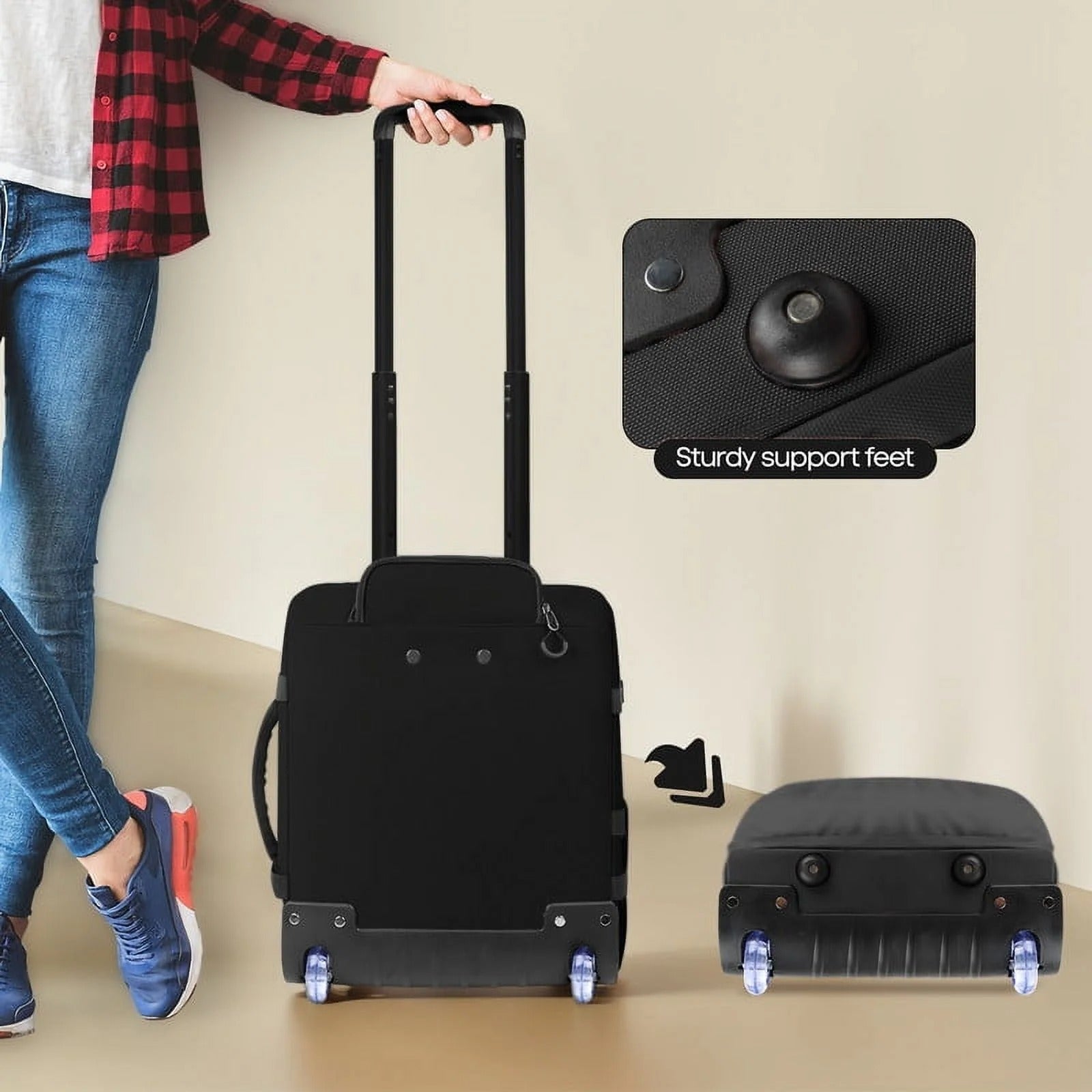 NEW YORK XPRESS 17" Underseat Carry on Luggage Airplane Approved,Water Repellent Softside Travel Suitcase,Lightweight Small Rolling Personal Item Luggage for Short Trip