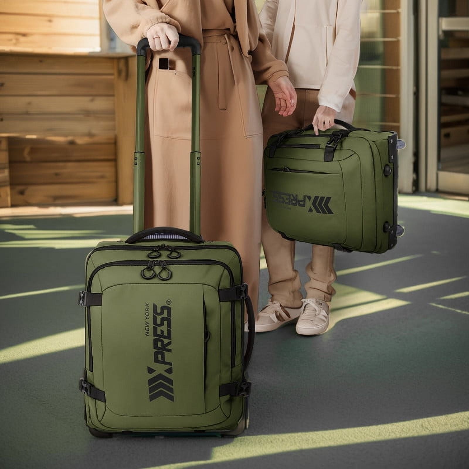 NEW YORK XPRESS 17" Underseat Carry on Luggage Airplane Approved,Water Repellent Softside Travel Suitcase,Lightweight Small Rolling Personal Item Luggage for Short Trip