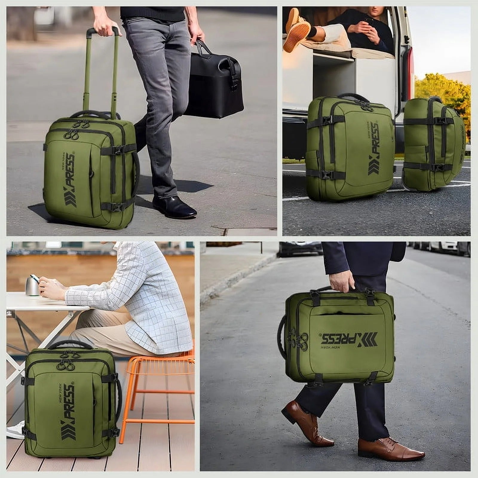 NEW YORK XPRESS 17" Underseat Carry on Luggage Airplane Approved,Water Repellent Softside Travel Suitcase,Lightweight Small Rolling Personal Item Luggage for Short Trip