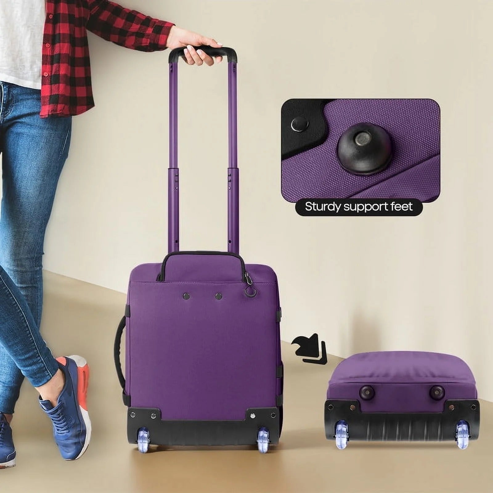 NEW YORK XPRESS 17" Underseat Carry on Luggage Airplane Approved,Water Repellent Softside Travel Suitcase,Lightweight Small Rolling Personal Item Luggage for Short Trip