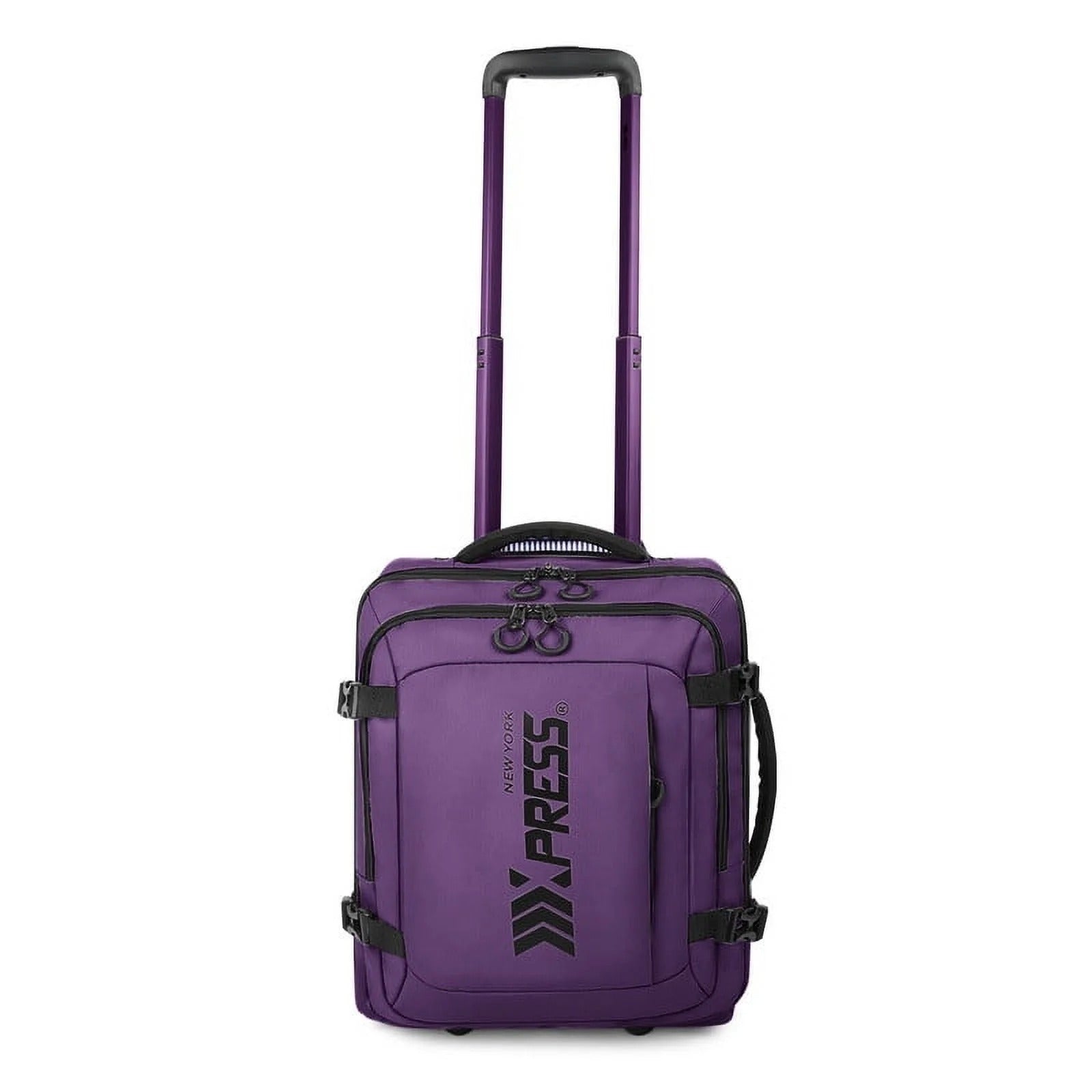 NEW YORK XPRESS 17" Underseat Carry on Luggage Airplane Approved,Water Repellent Softside Travel Suitcase,Lightweight Small Rolling Personal Item Luggage for Short Trip