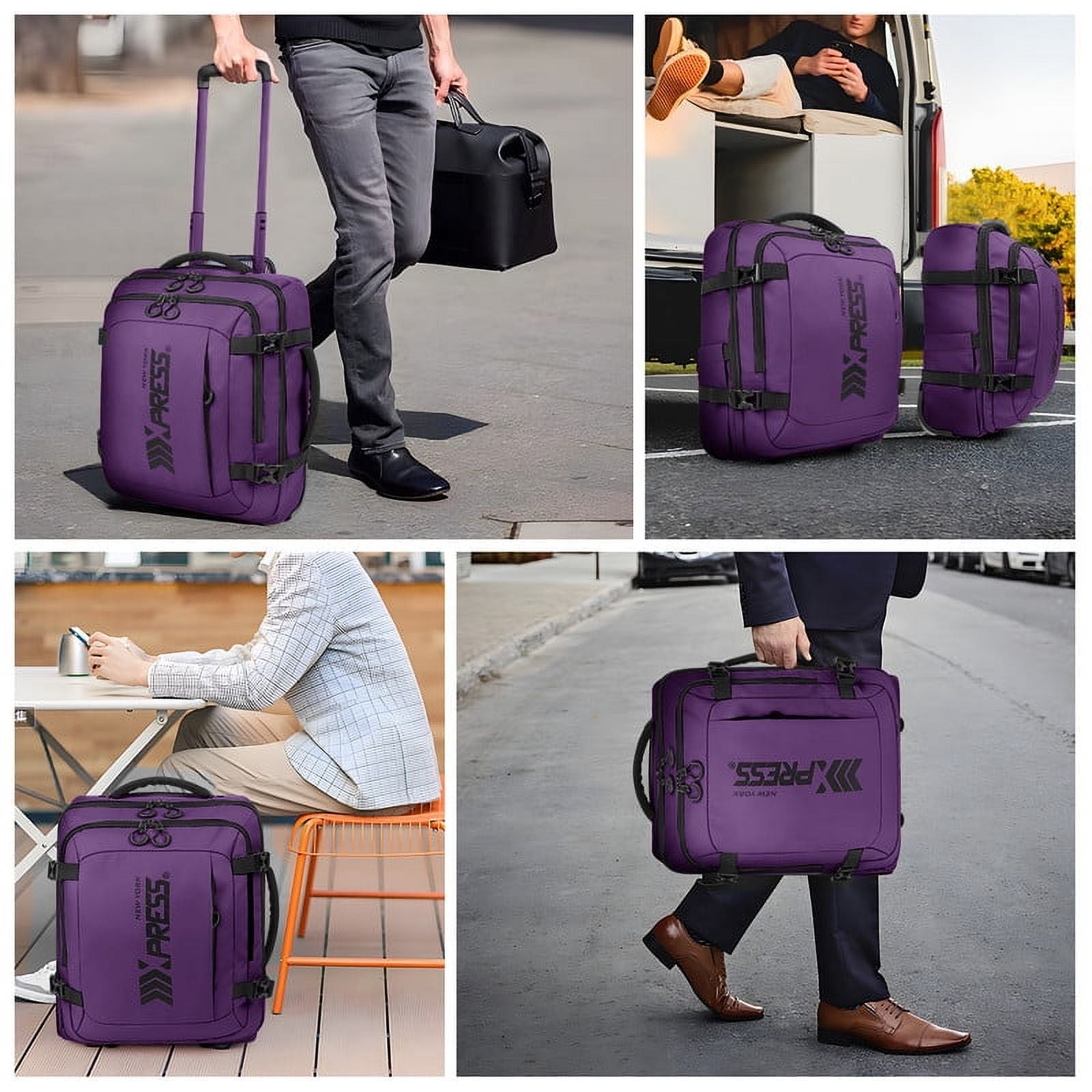 NEW YORK XPRESS 17" Underseat Carry on Luggage Airplane Approved,Water Repellent Softside Travel Suitcase,Lightweight Small Rolling Personal Item Luggage for Short Trip