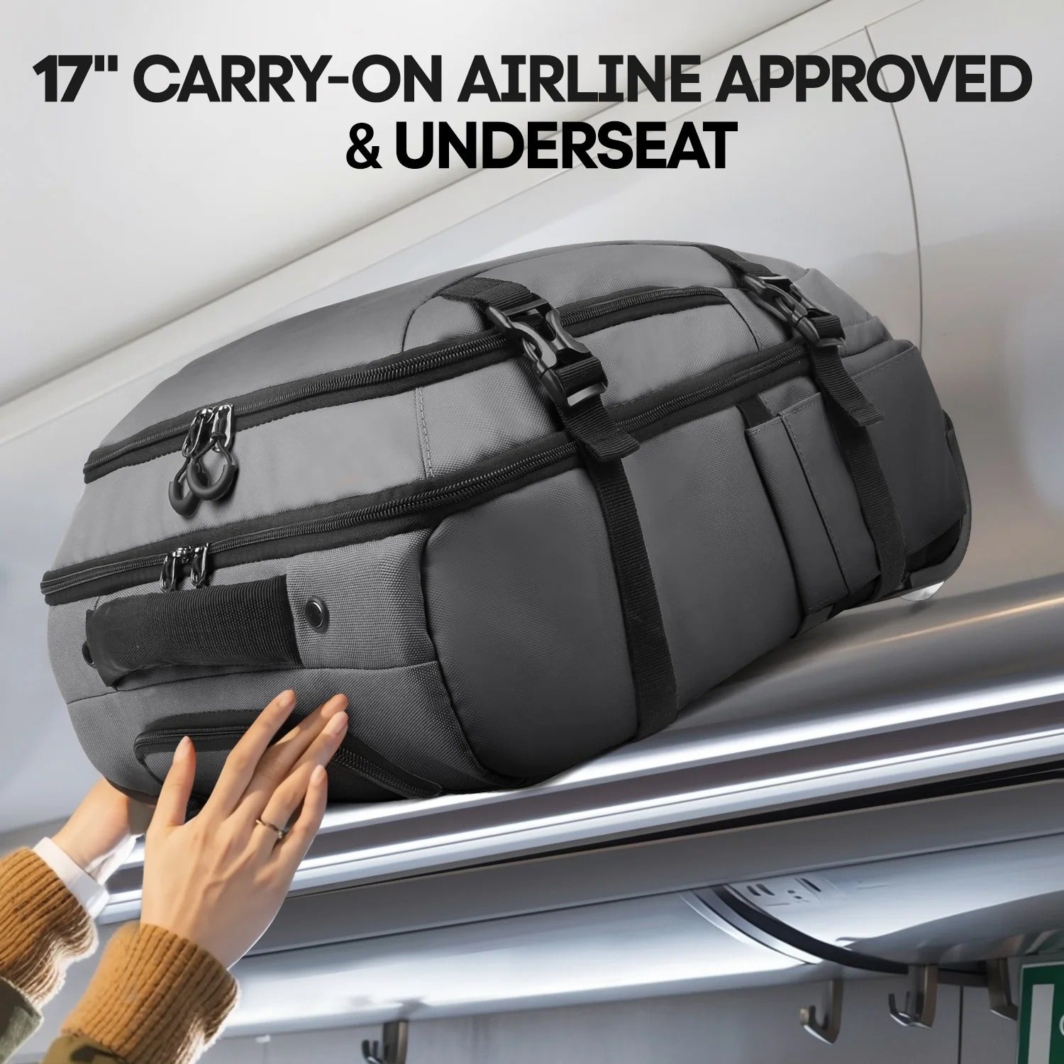 NEW YORK XPRESS 17" Underseat Carry on Luggage Airplane Approved,Water Repellent Softside Travel Suitcase,Lightweight Small Rolling Personal Item Luggage for Short Trip