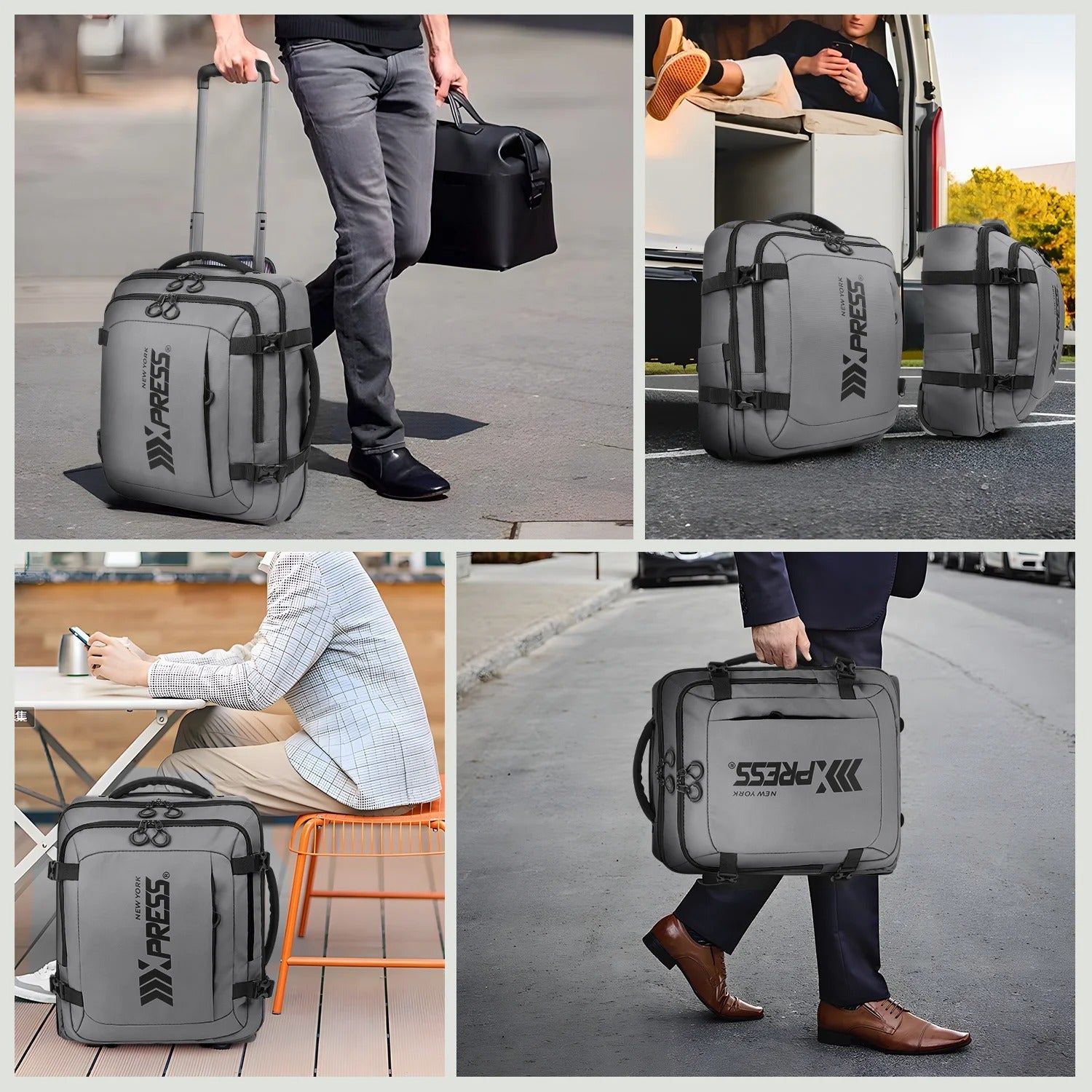 NEW YORK XPRESS 17" Underseat Carry on Luggage Airplane Approved,Water Repellent Softside Travel Suitcase,Lightweight Small Rolling Personal Item Luggage for Short Trip