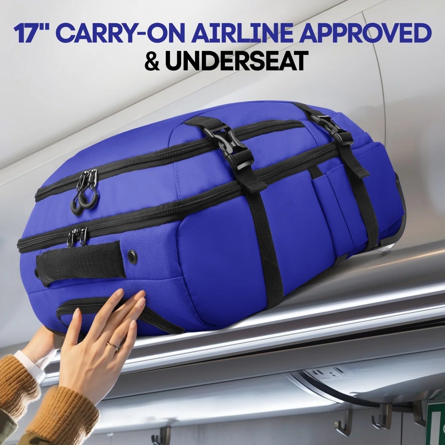 NEW YORK XPRESS 17" Underseat Carry on Luggage Airplane Approved,Water Repellent Softside Travel Suitcase,Lightweight Small Rolling Personal Item Luggage for Short Trip