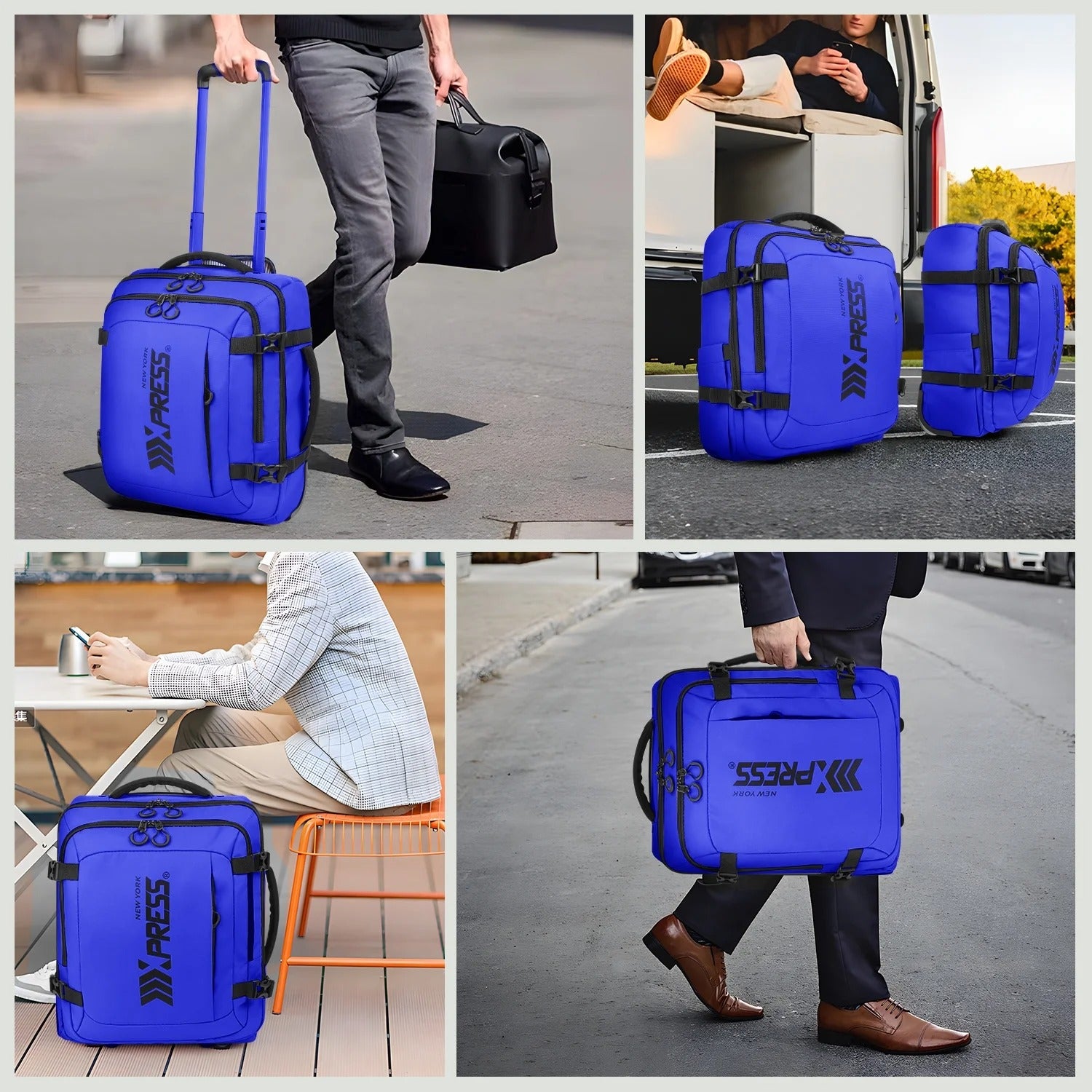 NEW YORK XPRESS 17" Underseat Carry on Luggage Airplane Approved,Water Repellent Softside Travel Suitcase,Lightweight Small Rolling Personal Item Luggage for Short Trip