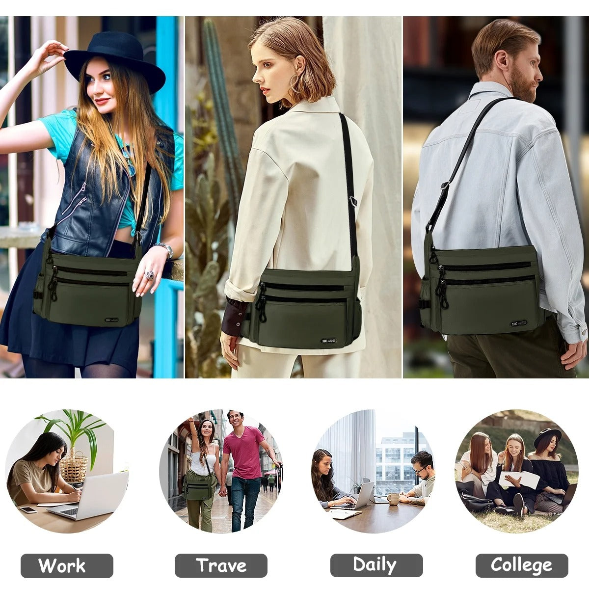 NEW YORK XPRESS Lightweight Crossbody Bag Water Resistant Multi Pocket Shoulder Handbag Casual Travel Purses and Handbags,Suitable for Men & Women