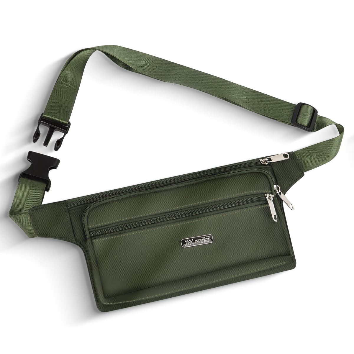 NEW YORK XPRESS Slim Fanny Pack for Men Women,Water-Resistant Adjustable Strap Waist Belt Pouch Bag with 4 Pockets,Small Hip Bag for Travel,Running,Cycling,Hiking,Money,Phone Holder