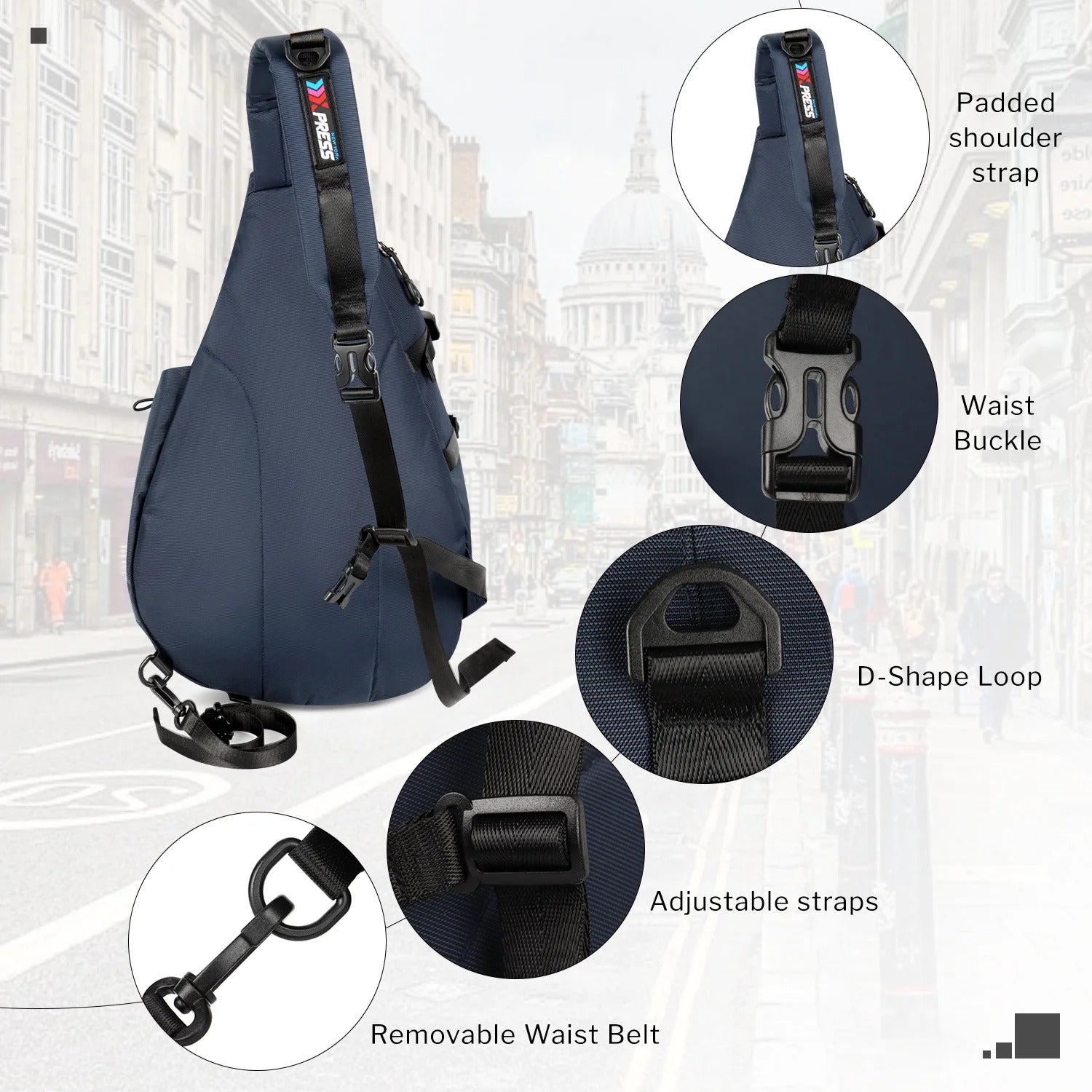 NEW YORK XPRESS Crossbody Sling Bags for Men Women, Waterproof Large Sling Backpack with Adjustable Strap, Lightweight Shoulder Chest Bag Daypack for Travel, Hiking, Sport