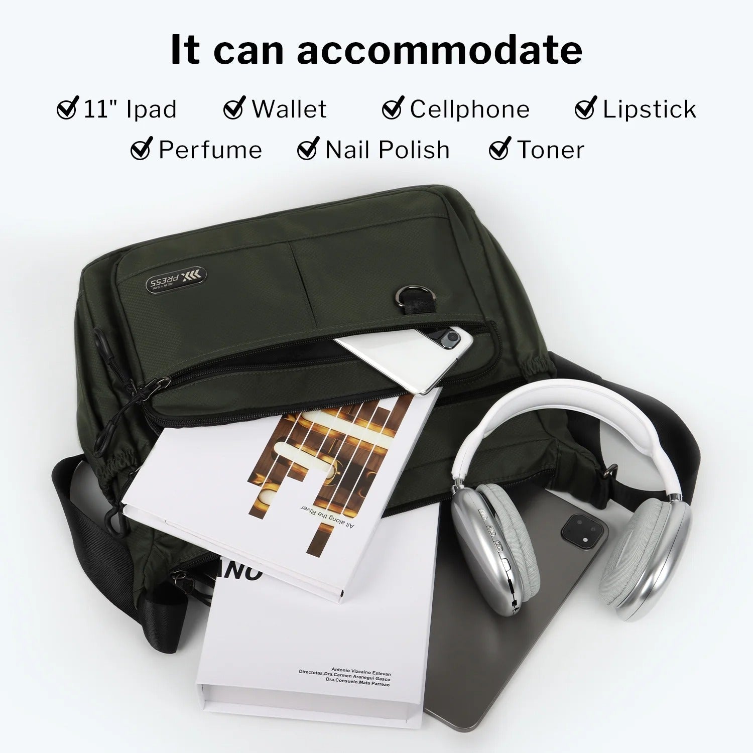 NEW YORK XPRESS TT-851 Unisex Water-Resistant Crossbody Bag, Multi Pocket for Travel ,Work , Daily Use 10"