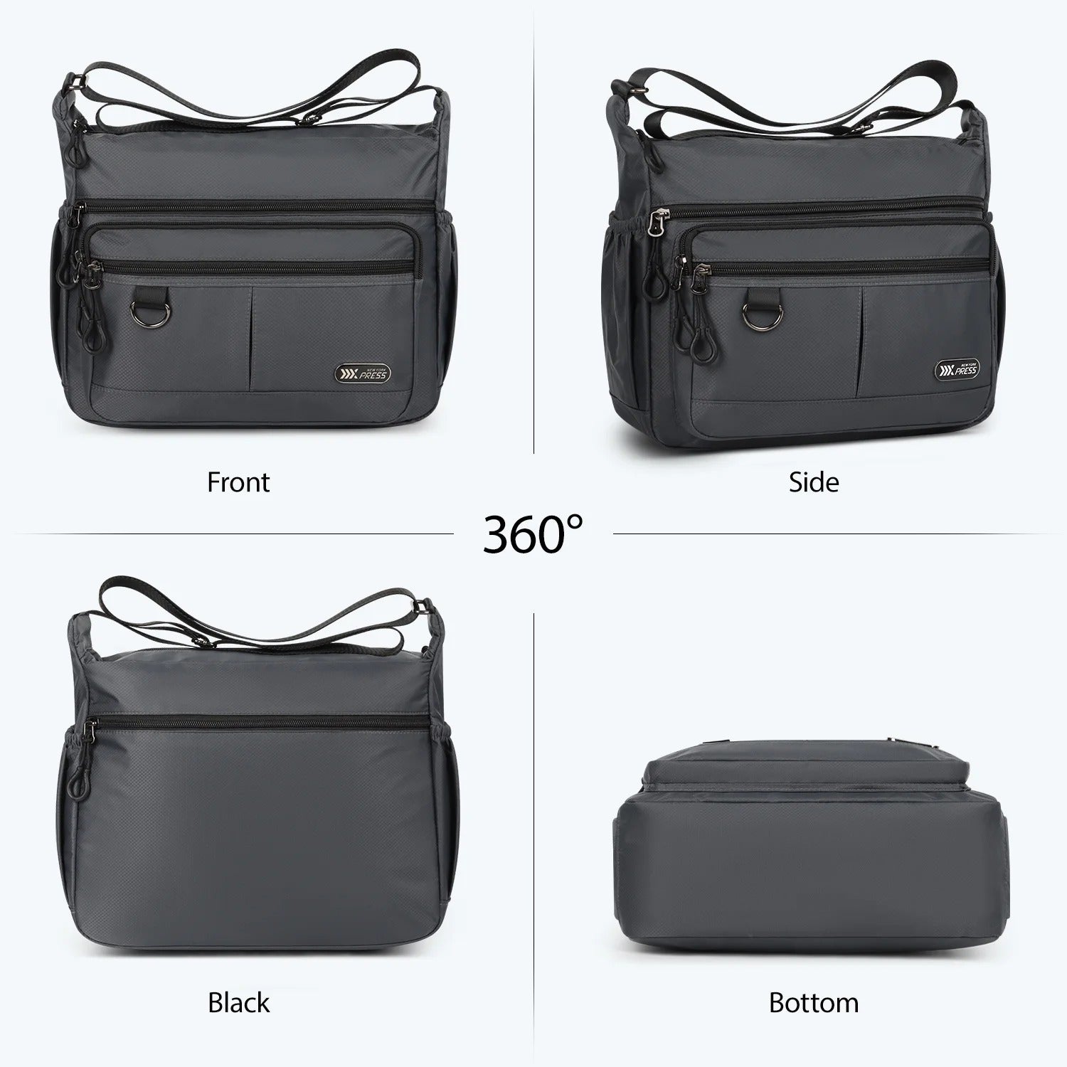NEW YORK XPRESS TT-851 Unisex Water-Resistant Crossbody Bag, Multi Pocket for Travel ,Work , Daily Use 10"