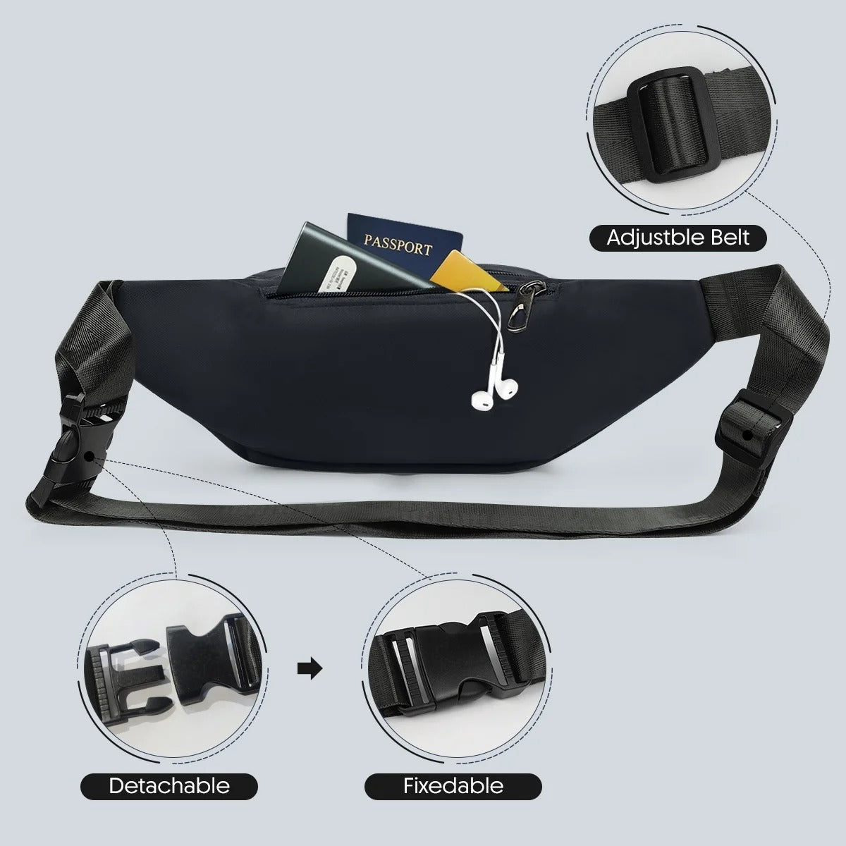 NEW YORK XPRESS Small Fanny Pack for Men Women,Water Resistant Crossbody Bag Waist Pack with 4 Zipper Pockets & Adjustable Strap,Hip Pack Bag for Travel,Walking,Running,Hiking,Cycling