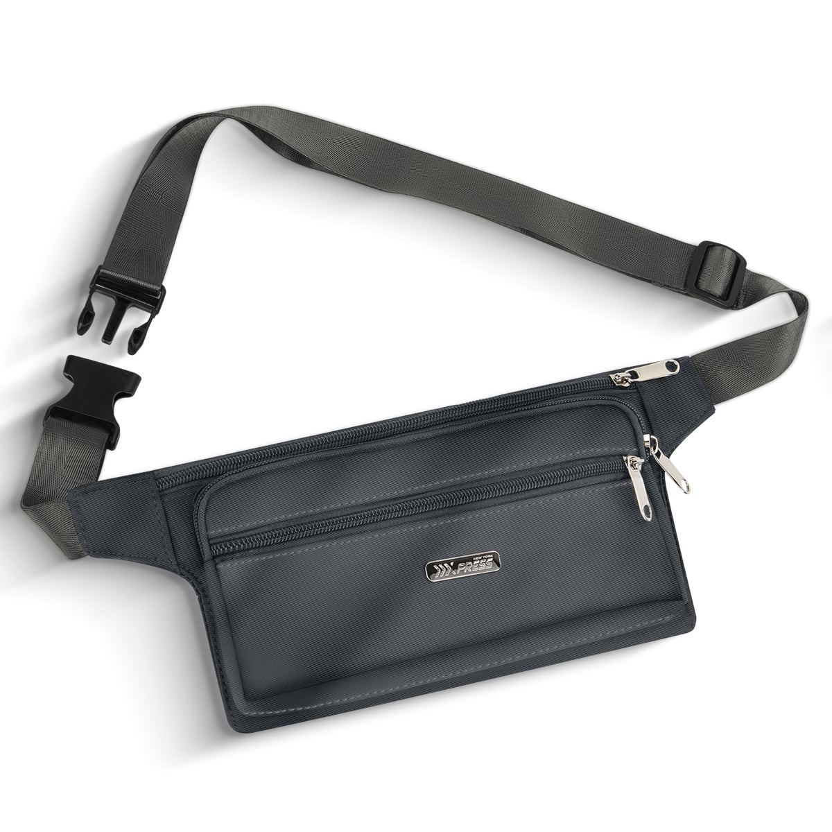 NEW YORK XPRESS Slim Fanny Pack for Men Women,Water-Resistant Adjustable Strap Waist Belt Pouch Bag with 4 Pockets,Small Hip Bag for Travel,Running,Cycling,Hiking,Money,Phone Holder