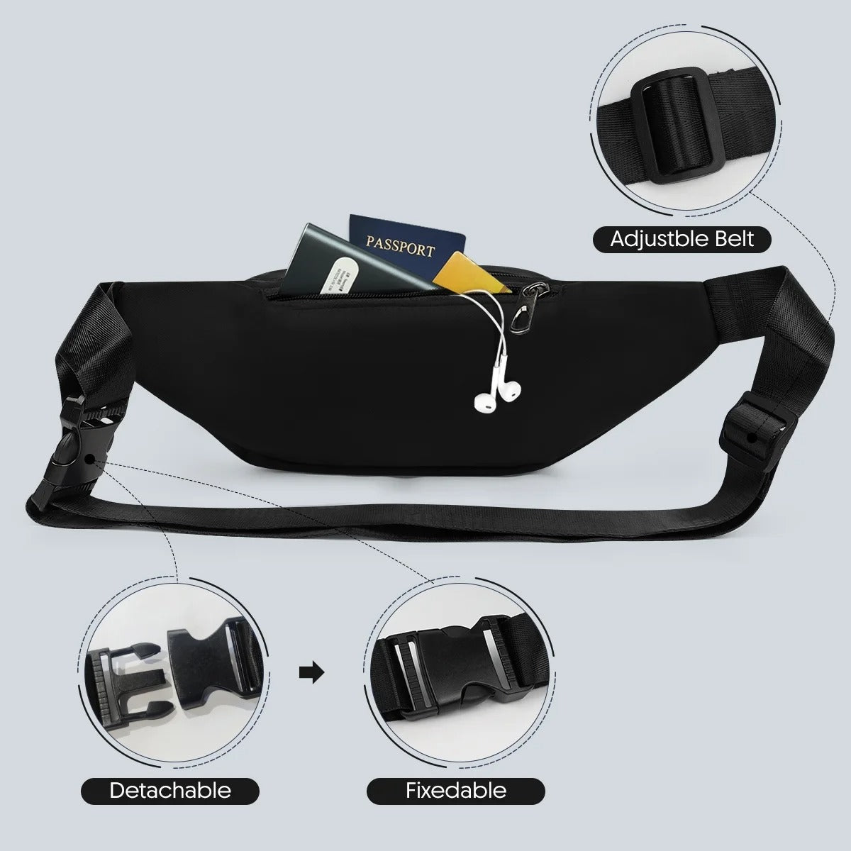 NEW YORK XPRESS Small Fanny Pack for Men Women,Water Resistant Crossbody Bag Waist Pack with 4 Zipper Pockets & Adjustable Strap,Hip Pack Bag for Travel,Walking,Running,Hiking,Cycling