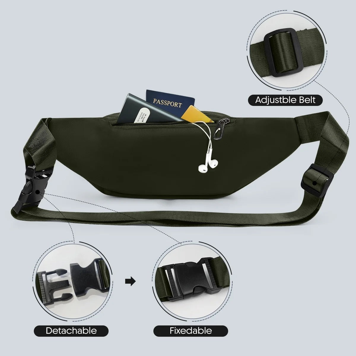 NEW YORK XPRESS Small Fanny Pack for Men Women,Water Resistant Crossbody Bag Waist Pack with 4 Zipper Pockets & Adjustable Strap,Hip Pack Bag for Travel,Walking,Running,Hiking,Cycling