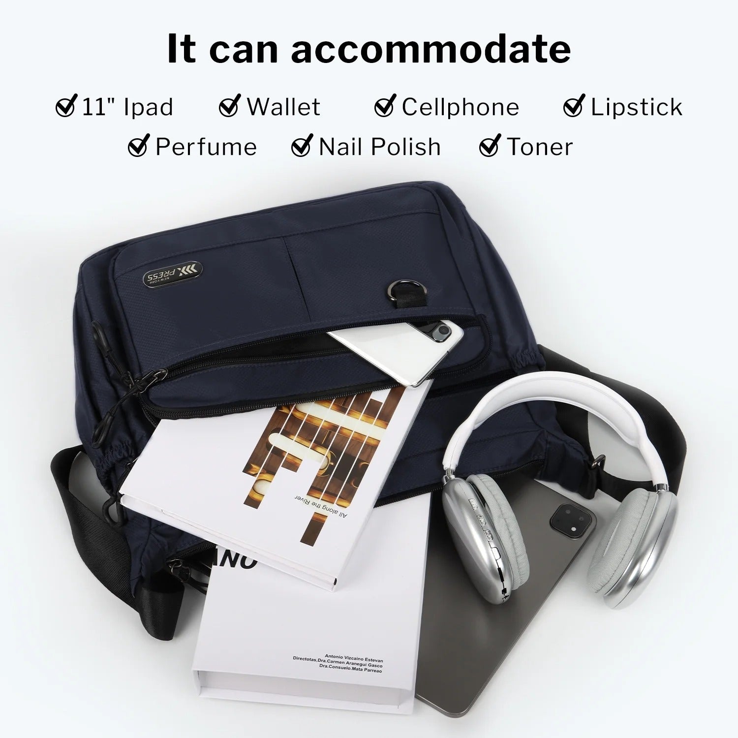 NEW YORK XPRESS TT-851 Unisex Water-Resistant Crossbody Bag, Multi Pocket for Travel ,Work , Daily Use 10"