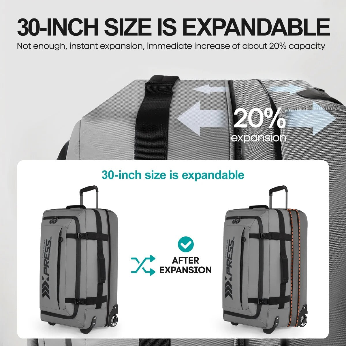 NEW YORK XPRESS TA-069-3PC Luggage, Waterproof Expandable, Soft Shell Suitcase (20", 26", 30")