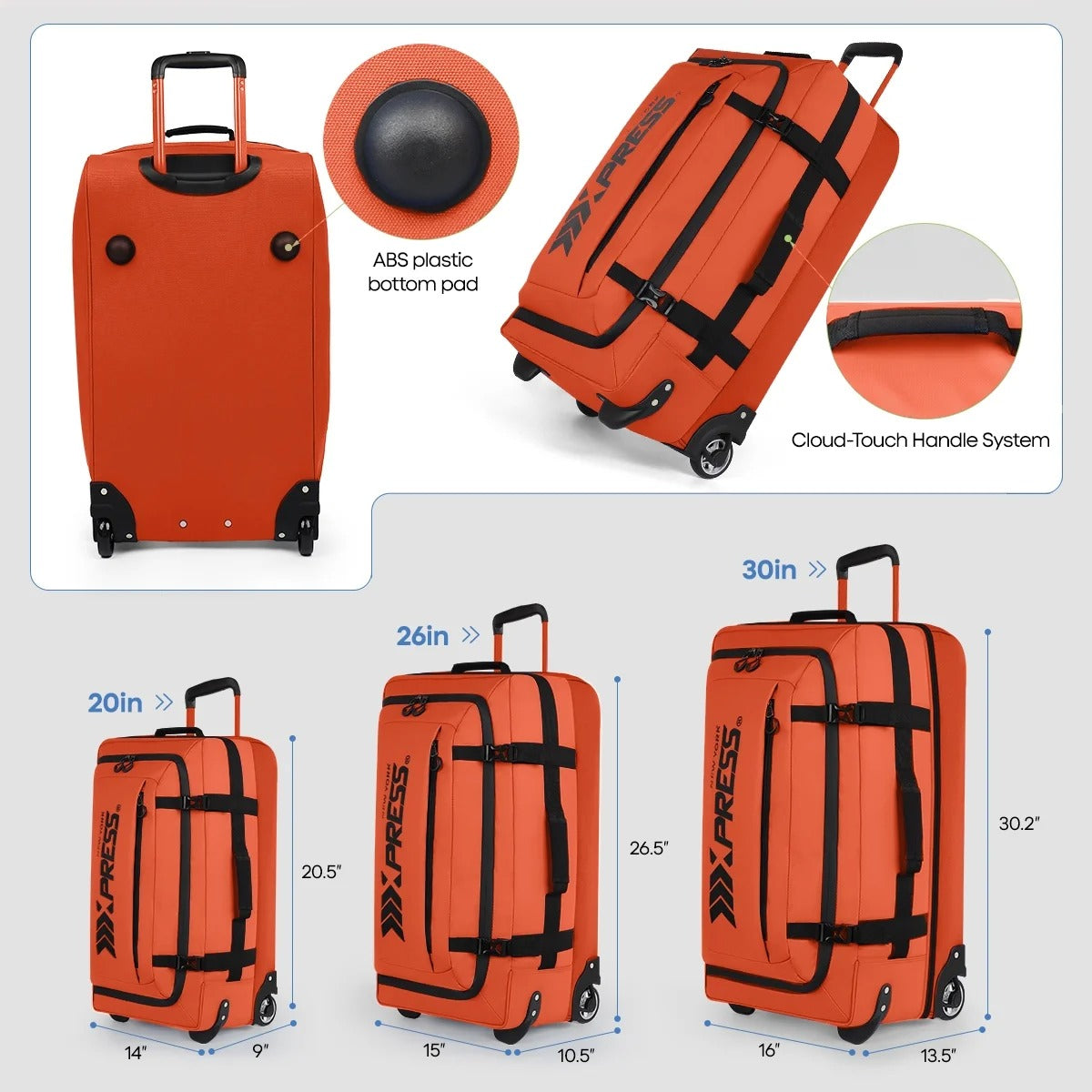 NEW YORK XPRESS TA-069-3PC Luggage, Waterproof Expandable, Soft Shell Suitcase (20", 26", 30")