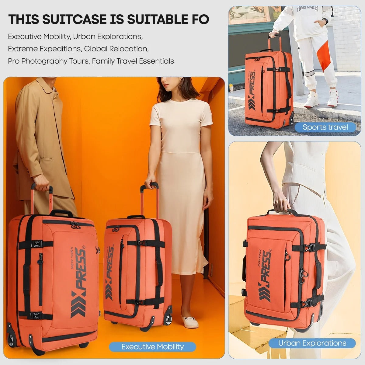 NEW YORK XPRESS TA-069-3PC Luggage, Waterproof Expandable, Soft Shell Suitcase (20", 26", 30")
