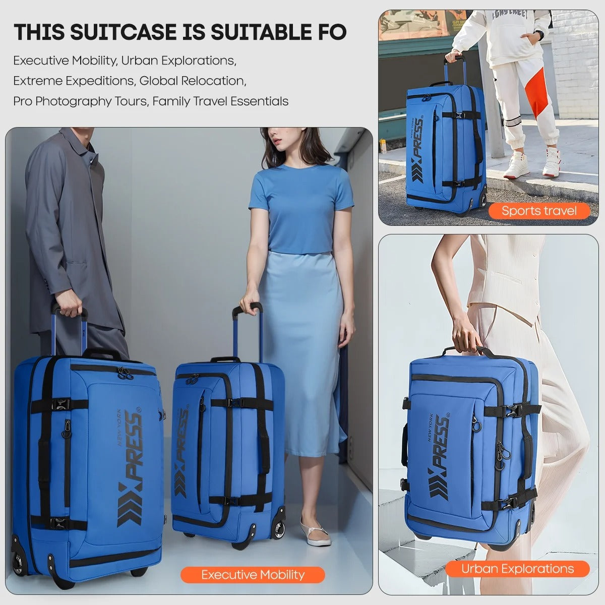 NEW YORK XPRESS TA-069-3PC Luggage, Waterproof Expandable, Soft Shell Suitcase (20", 26", 30")
