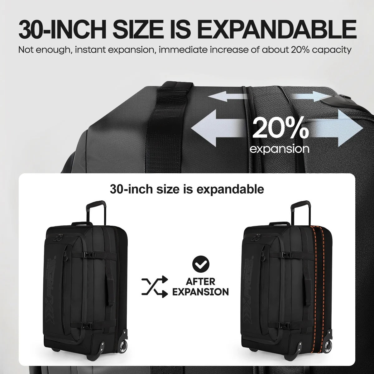 NEW YORK XPRESS TA-069-3PC Luggage, Waterproof Expandable, Soft Shell Suitcase (20", 26", 30")