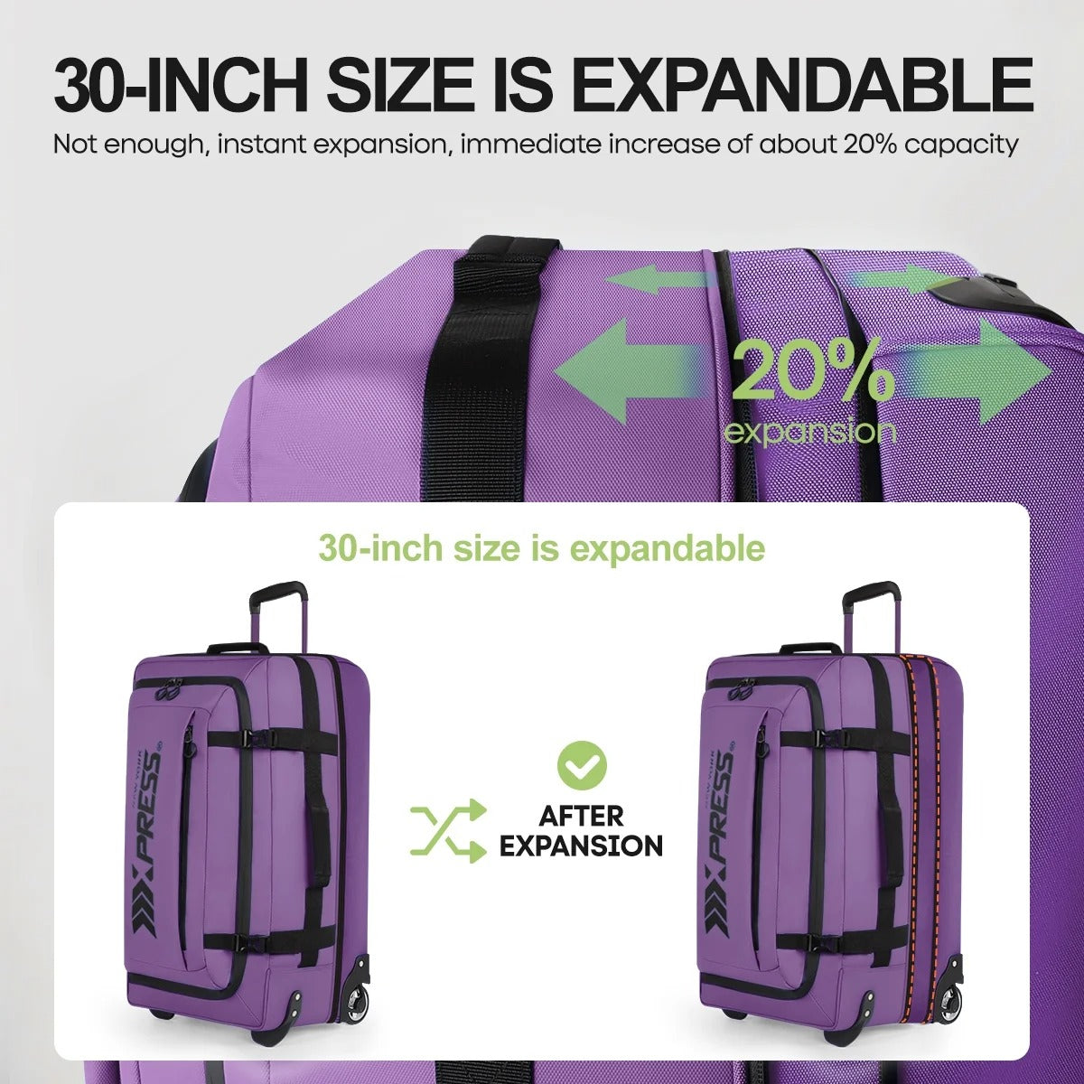 NEW YORK XPRESS TA-069-3PC Luggage, Waterproof Expandable, Soft Shell Suitcase (20", 26", 30")