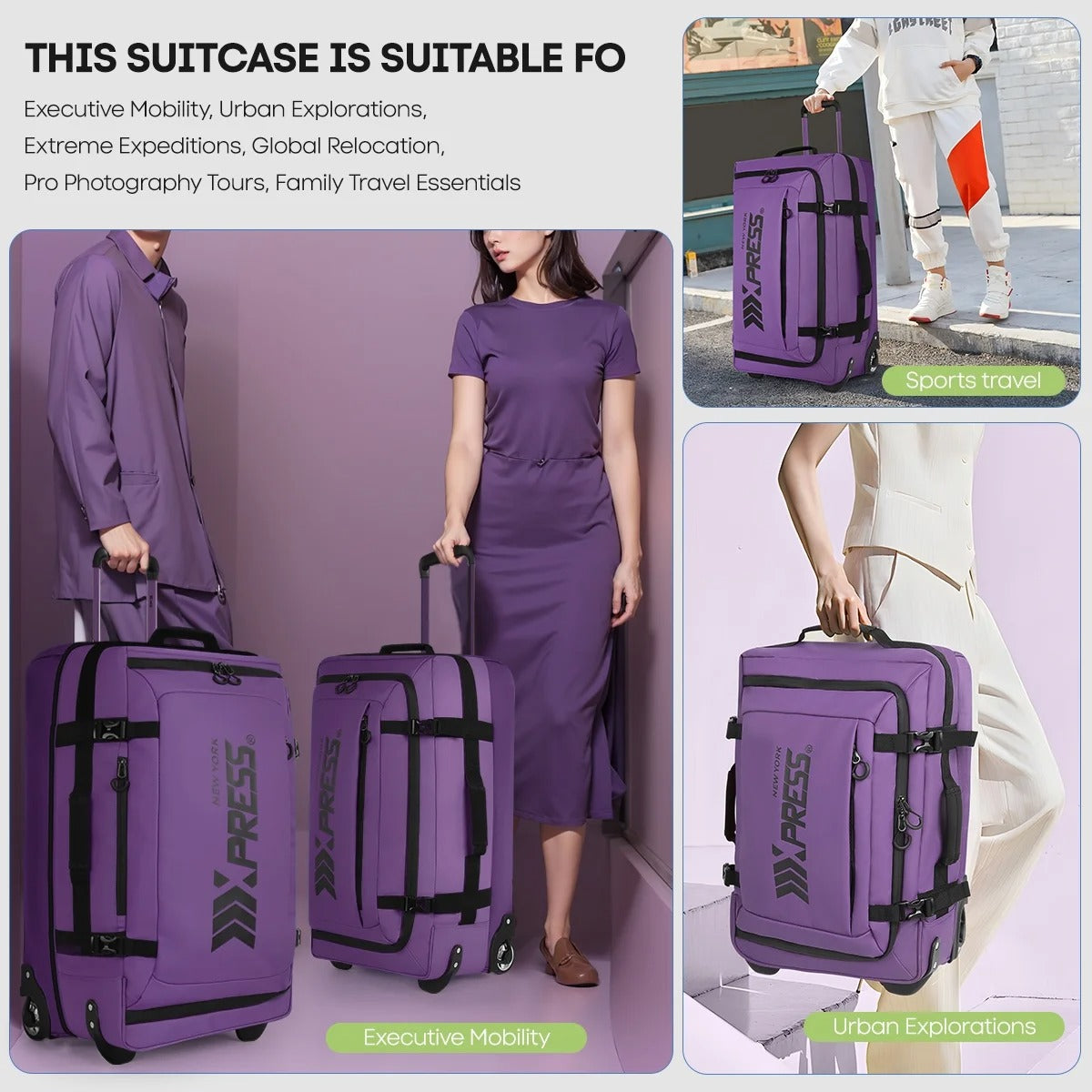 NEW YORK XPRESS TA-069-3PC Luggage, Waterproof Expandable, Soft Shell Suitcase (20", 26", 30")