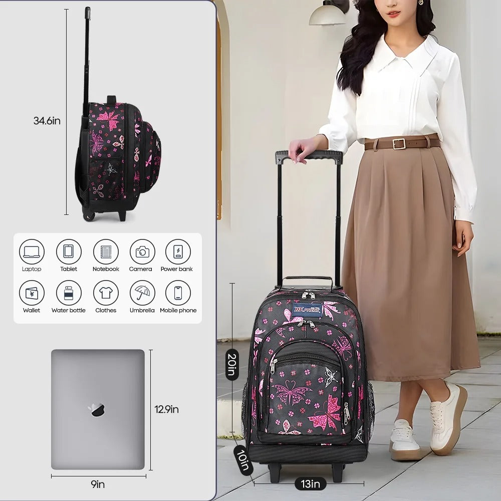 NEW YORK XPRESS JH-2560 / JH-2561, 2 In 1 Travel Backpack,20" Carry On Rolling Wheeled Backpack with Telescopic Handle