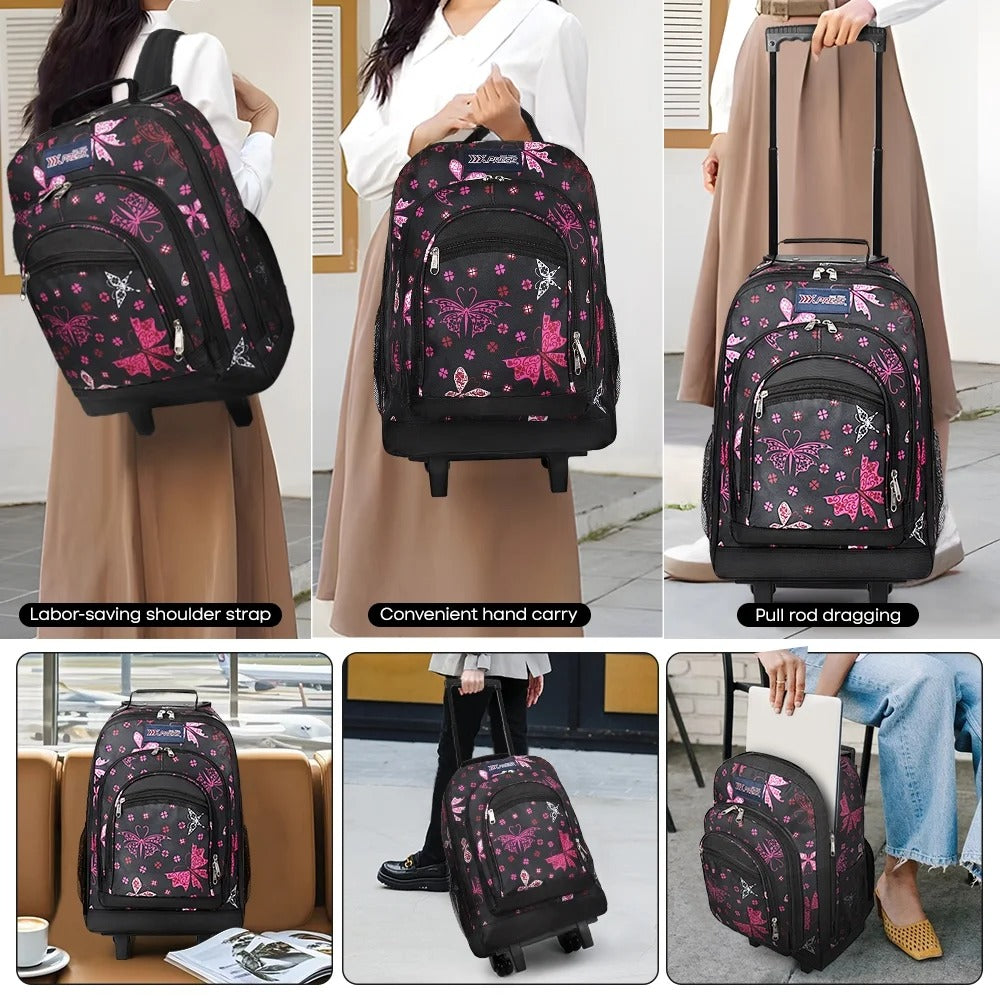 NEW YORK XPRESS JH-2560 / JH-2561, 2 In 1 Travel Backpack,20" Carry On Rolling Wheeled Backpack with Telescopic Handle