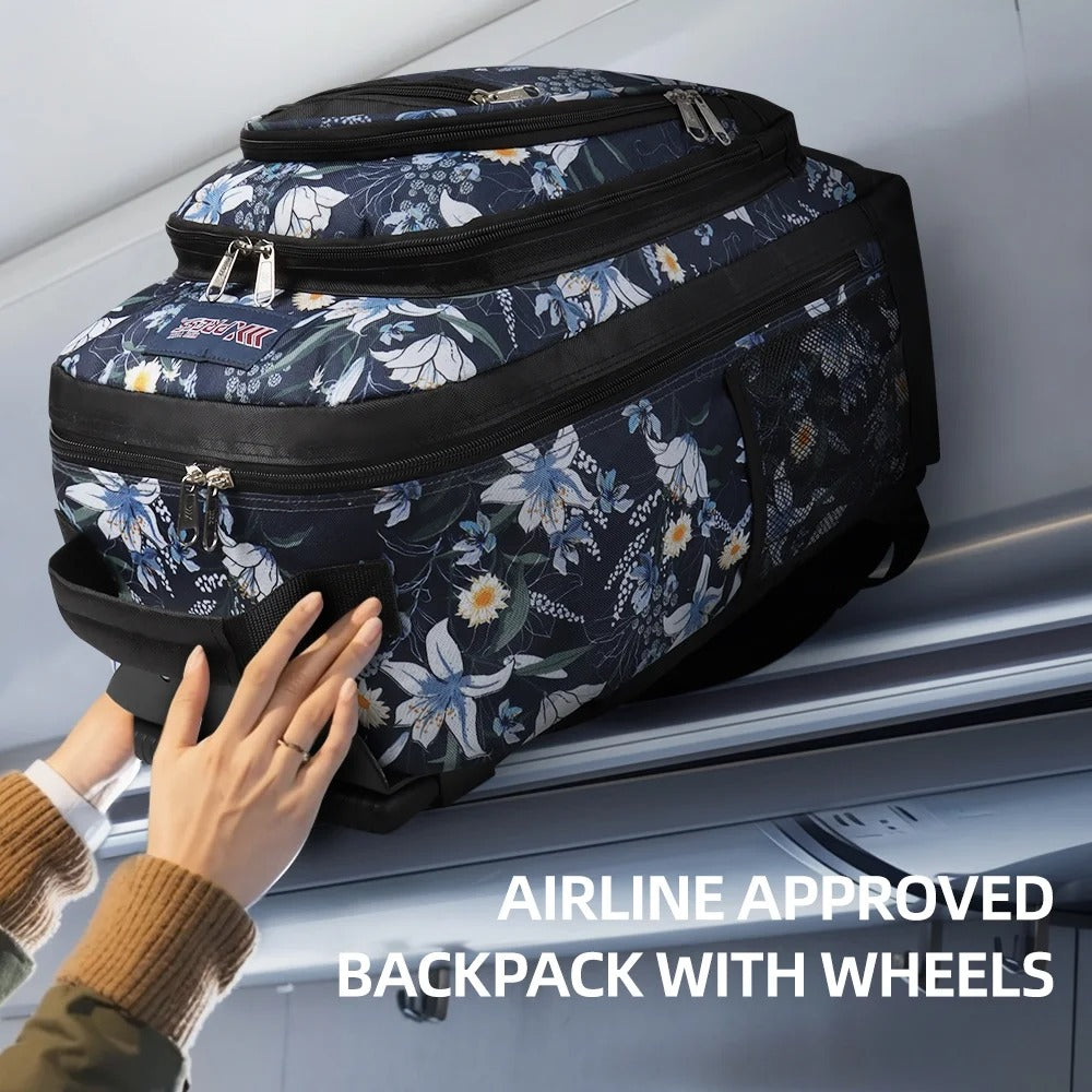 NEW YORK XPRESS JH-2560 / JH-2561, 2 In 1 Travel Backpack,20" Carry On Rolling Wheeled Backpack with Telescopic Handle