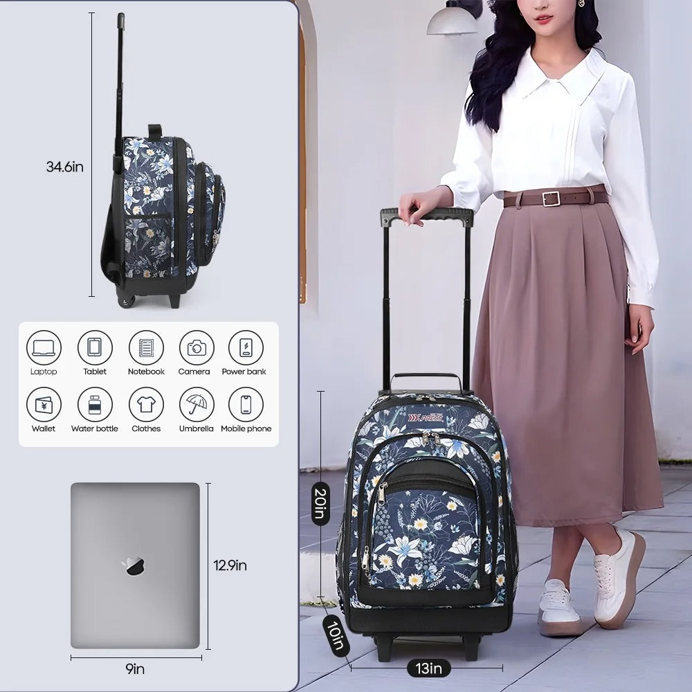 NEW YORK XPRESS JH-2560 / JH-2561, 2 In 1 Travel Backpack,20" Carry On Rolling Wheeled Backpack with Telescopic Handle