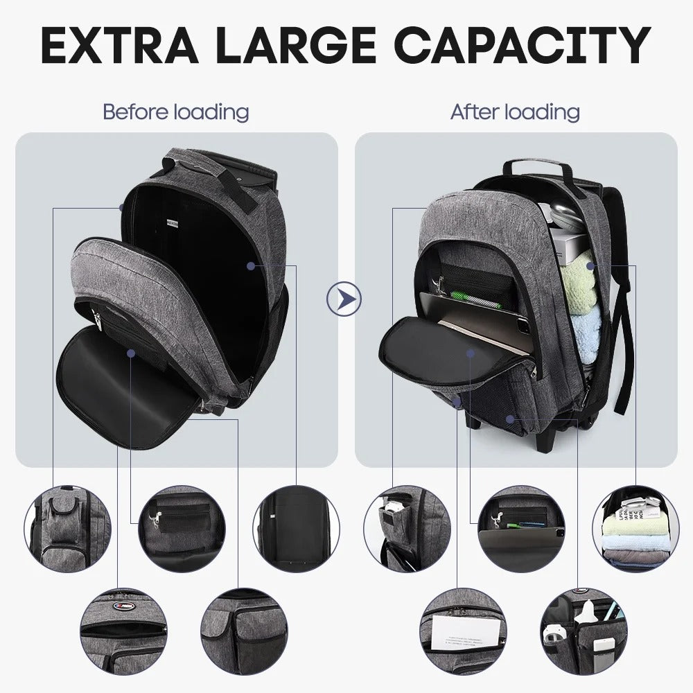 NEW YORK XPRESS JH-2560 / JH-2561, 2 In 1 Travel Backpack,20" Carry On Rolling Wheeled Backpack with Telescopic Handle