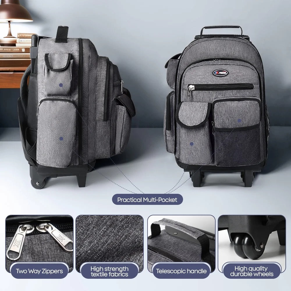 NEW YORK XPRESS JH-2560 / JH-2561, 2 In 1 Travel Backpack,20" Carry On Rolling Wheeled Backpack with Telescopic Handle