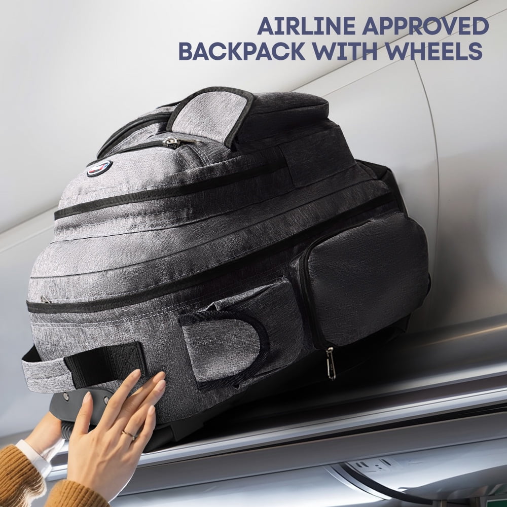 NEW YORK XPRESS JH-2560 / JH-2561, 2 In 1 Travel Backpack,20" Carry On Rolling Wheeled Backpack with Telescopic Handle
