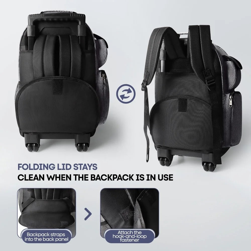NEW YORK XPRESS JH-2560 / JH-2561, 2 In 1 Travel Backpack,20" Carry On Rolling Wheeled Backpack with Telescopic Handle