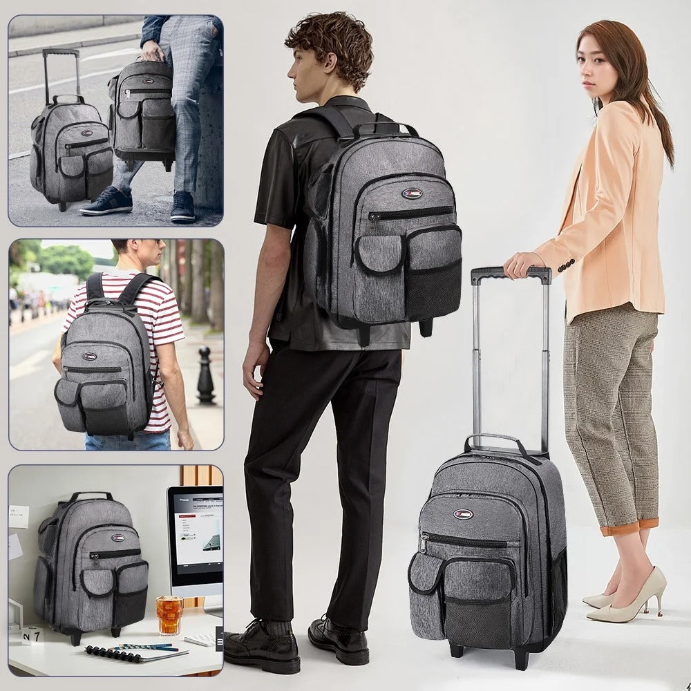 NEW YORK XPRESS JH-2560 / JH-2561, 2 In 1 Travel Backpack,20" Carry On Rolling Wheeled Backpack with Telescopic Handle