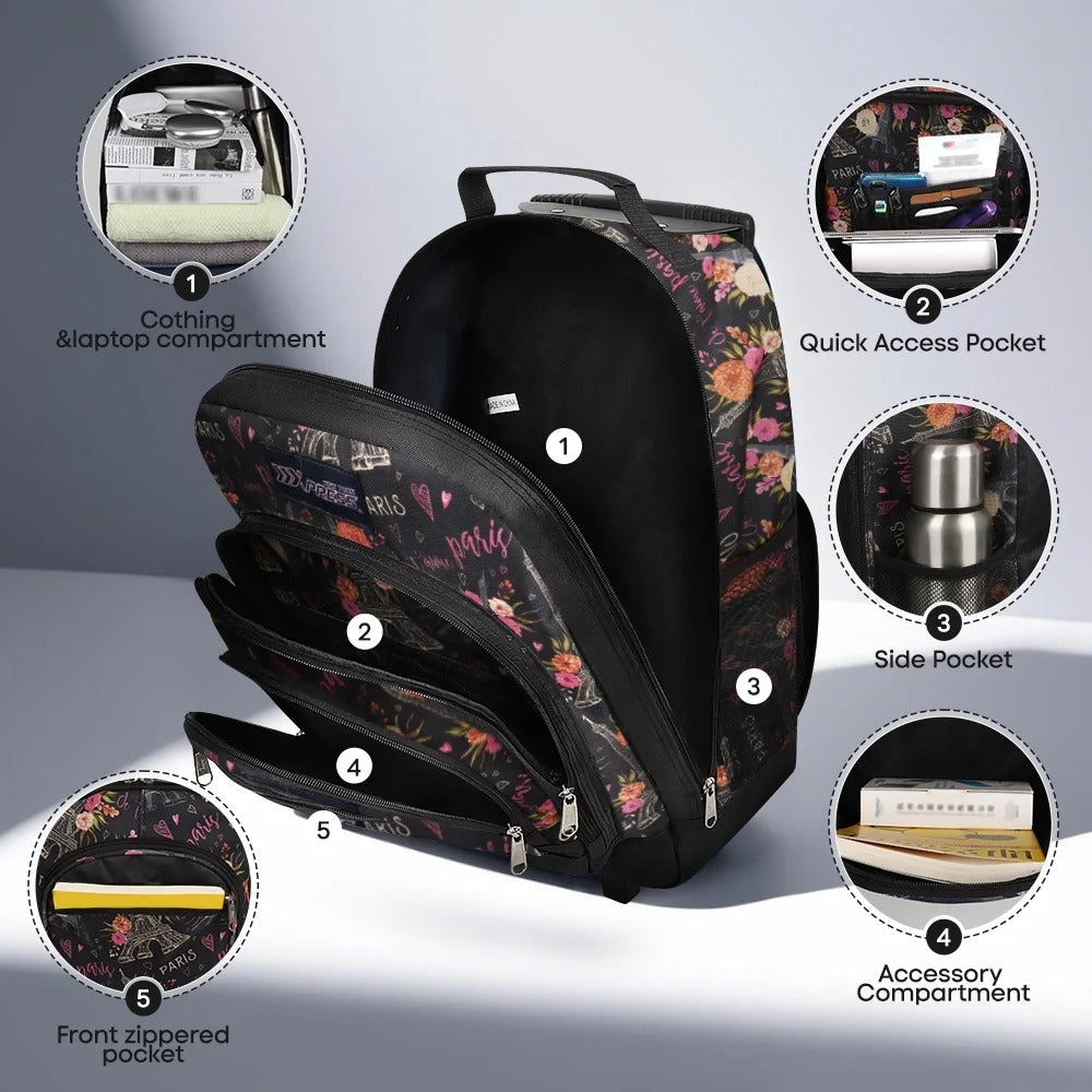 NEW YORK XPRESS JH-2560 / JH-2561, 2 In 1 Travel Backpack,20" Carry On Rolling Wheeled Backpack with Telescopic Handle