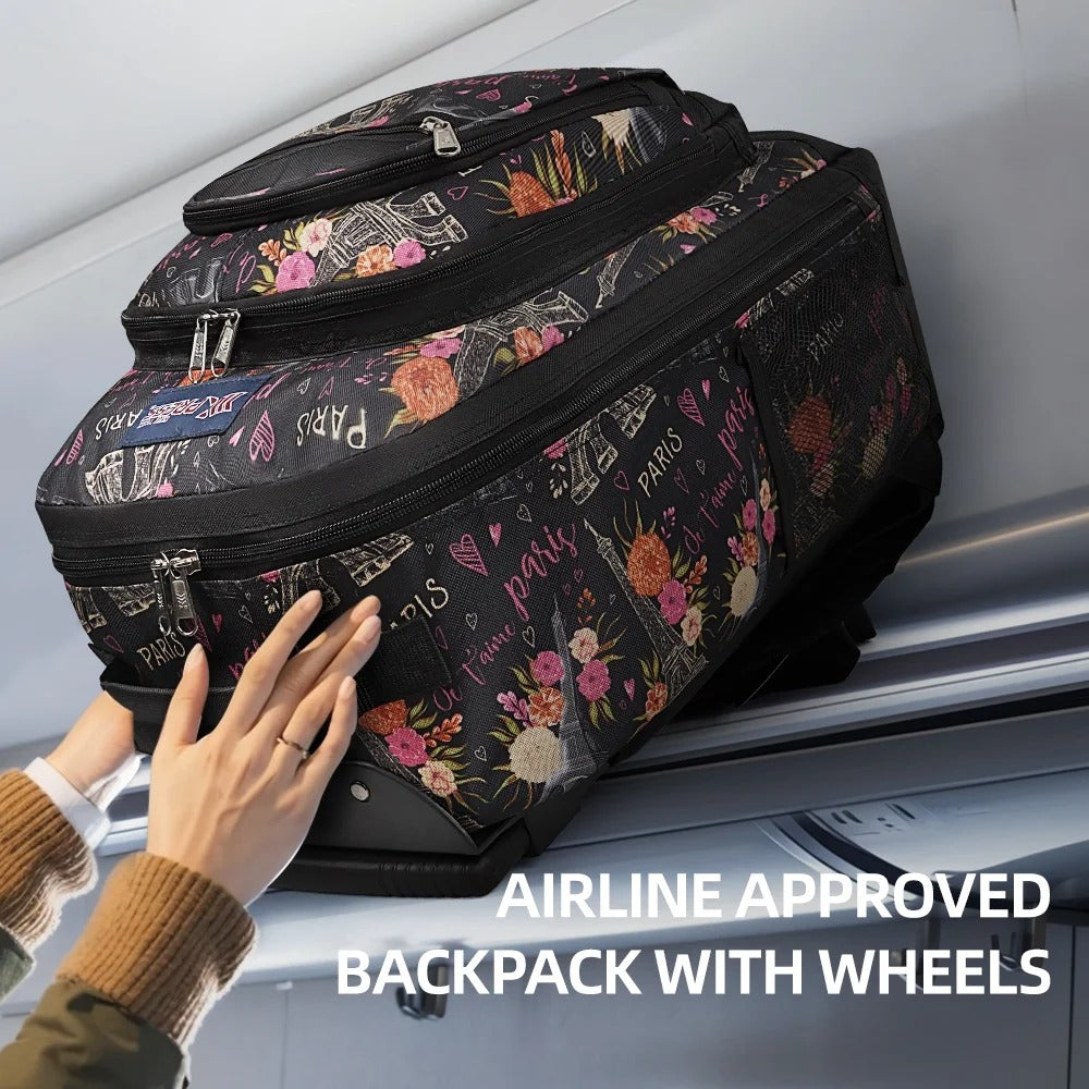 NEW YORK XPRESS JH-2560 / JH-2561, 2 In 1 Travel Backpack,20" Carry On Rolling Wheeled Backpack with Telescopic Handle
